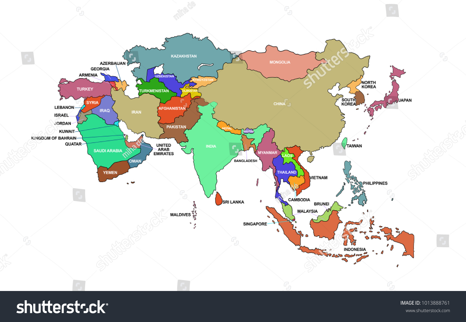 Map Of Asia With All Countries Name