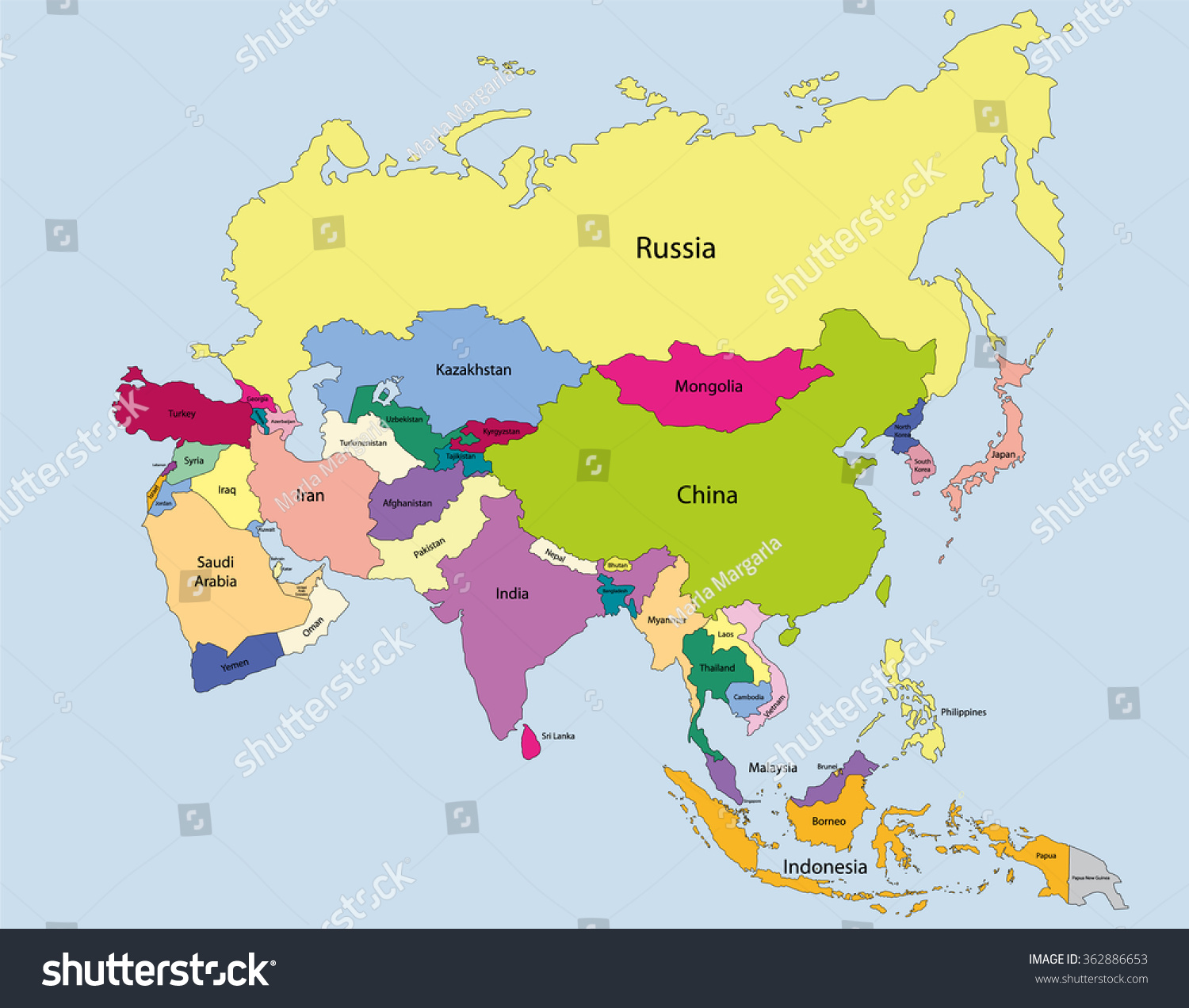 Map Of Asia With Just Countries
