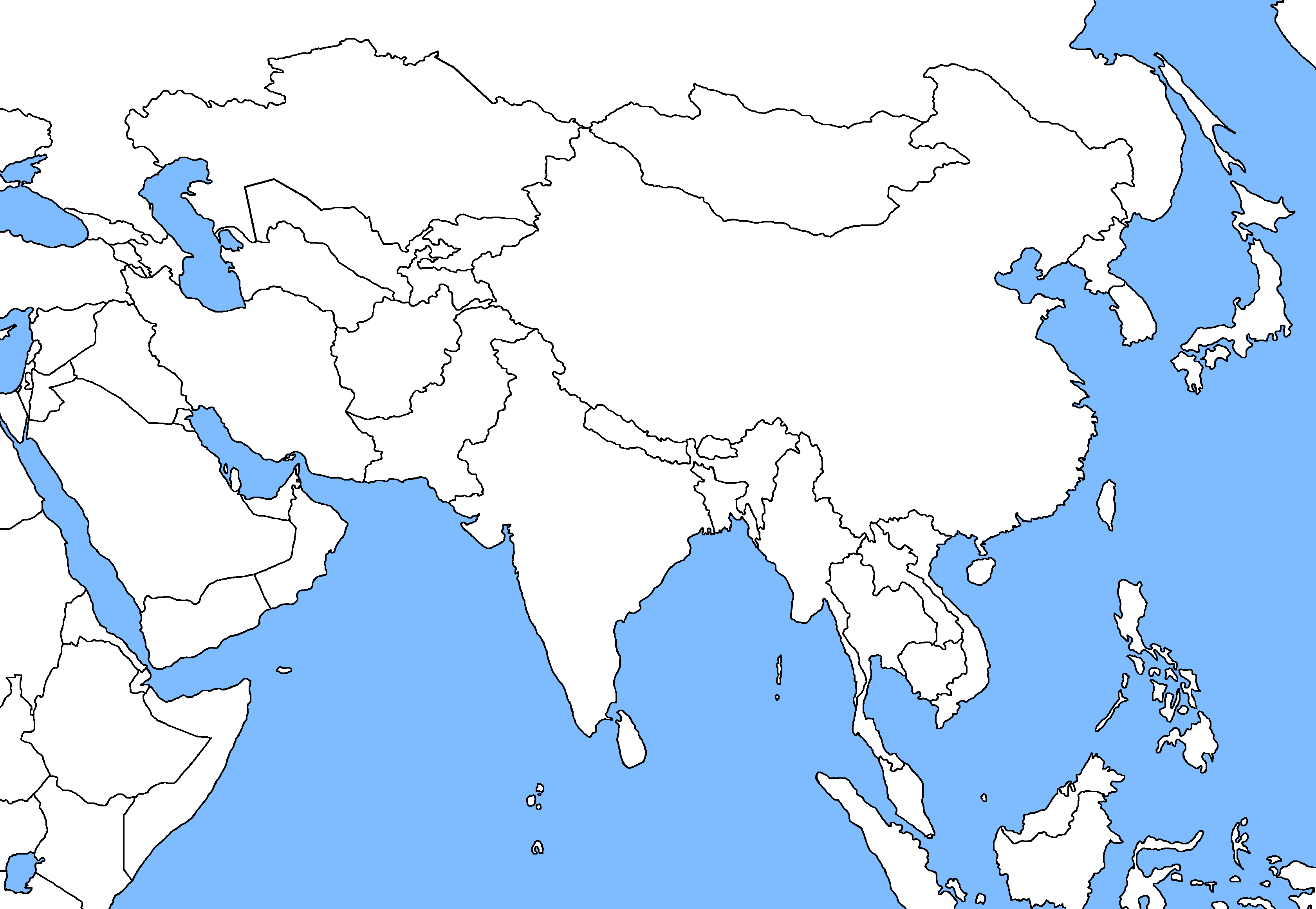 Map Of Asia With No Countries