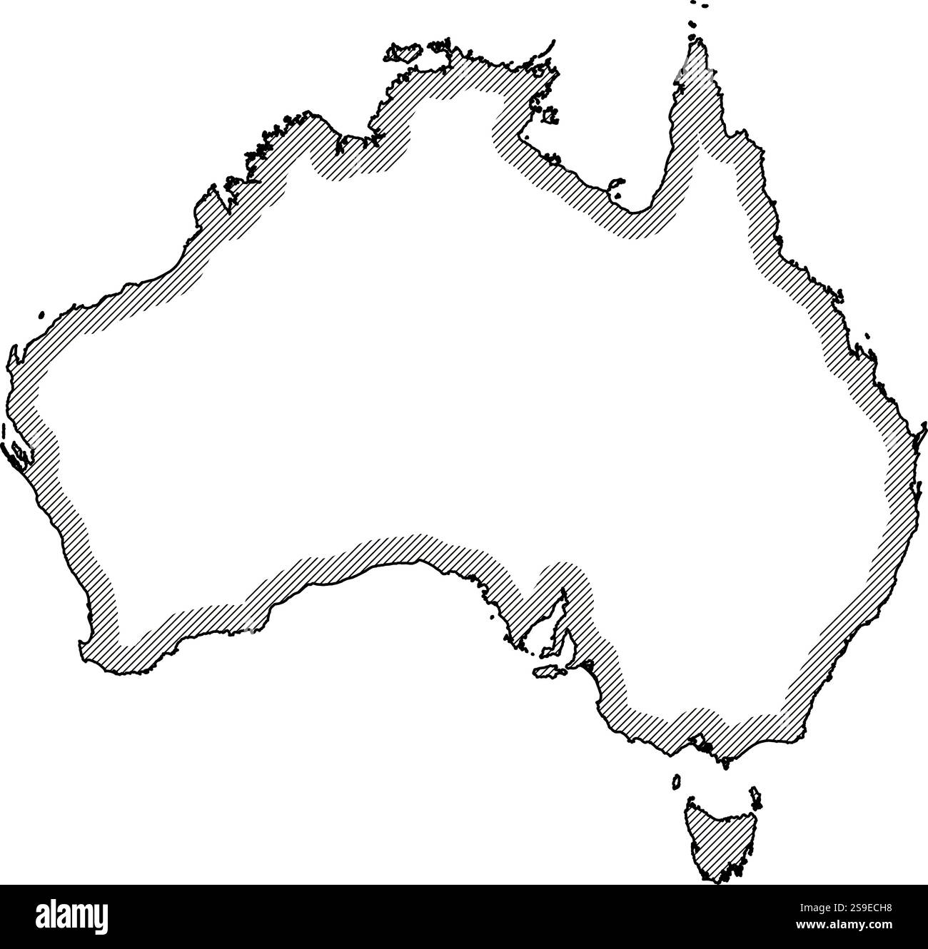 Map Of Australia In Black And White