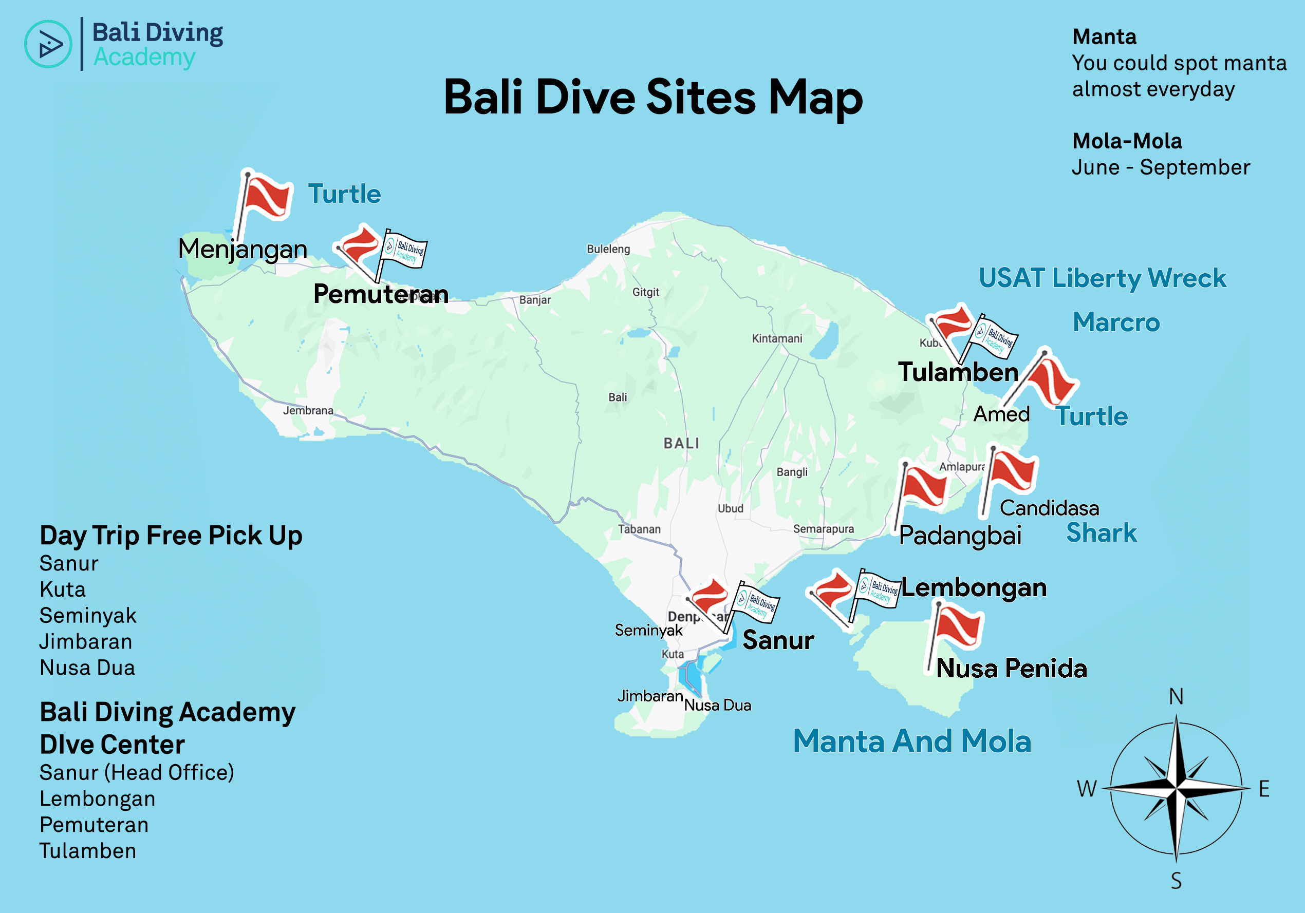Map Of Bali Dive Sites