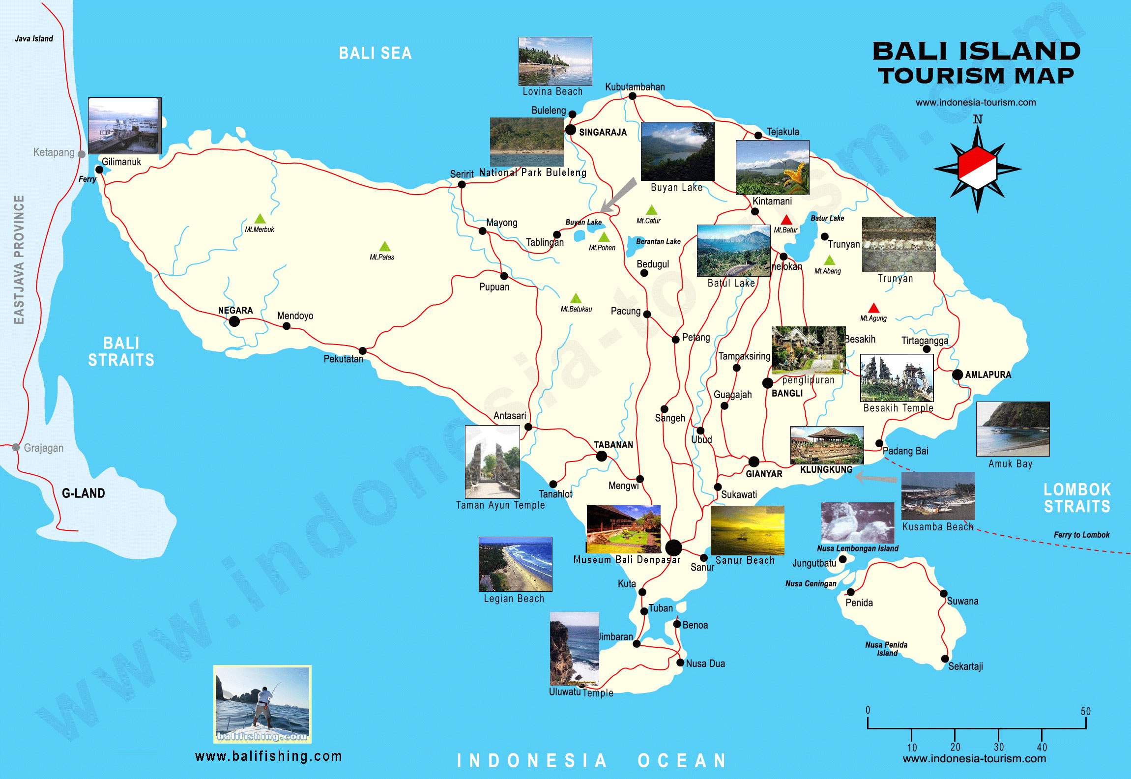 Map Of Bali Island With Cities