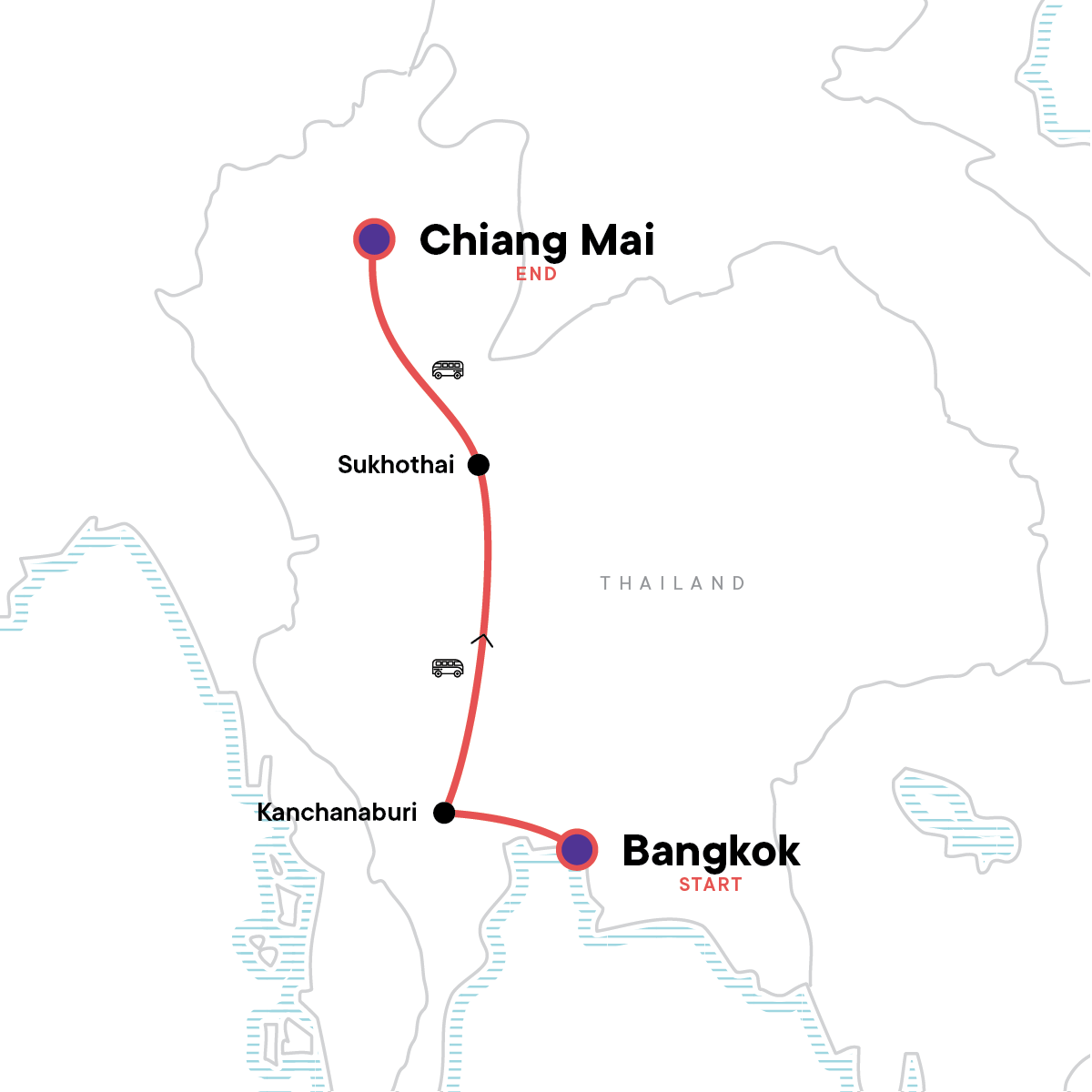 Map Of Bangkok Chiang Mai And Phuket