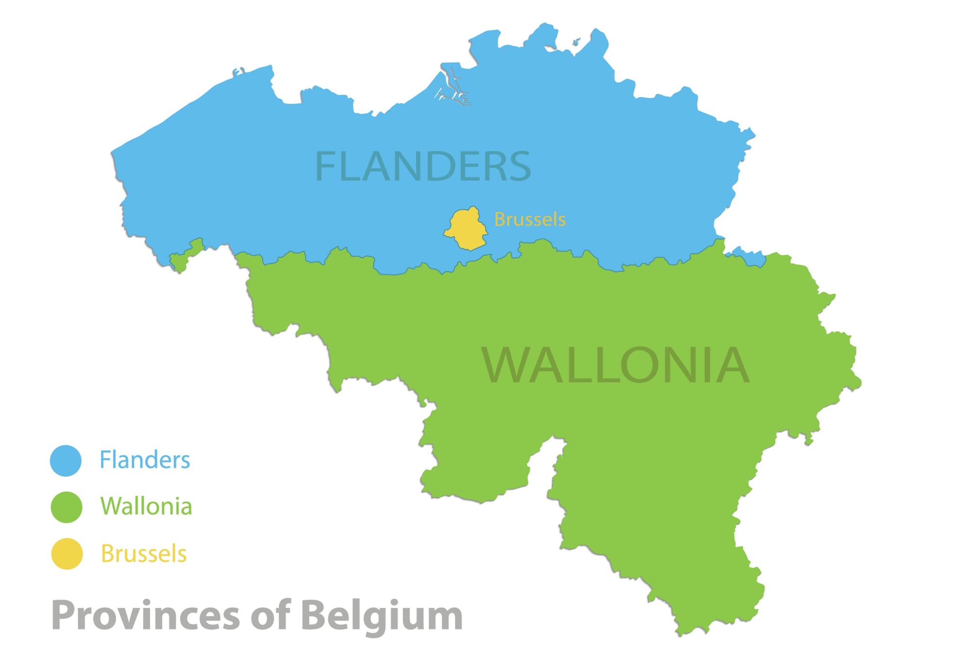 Map Of Belgium With Flanders And Wallonia