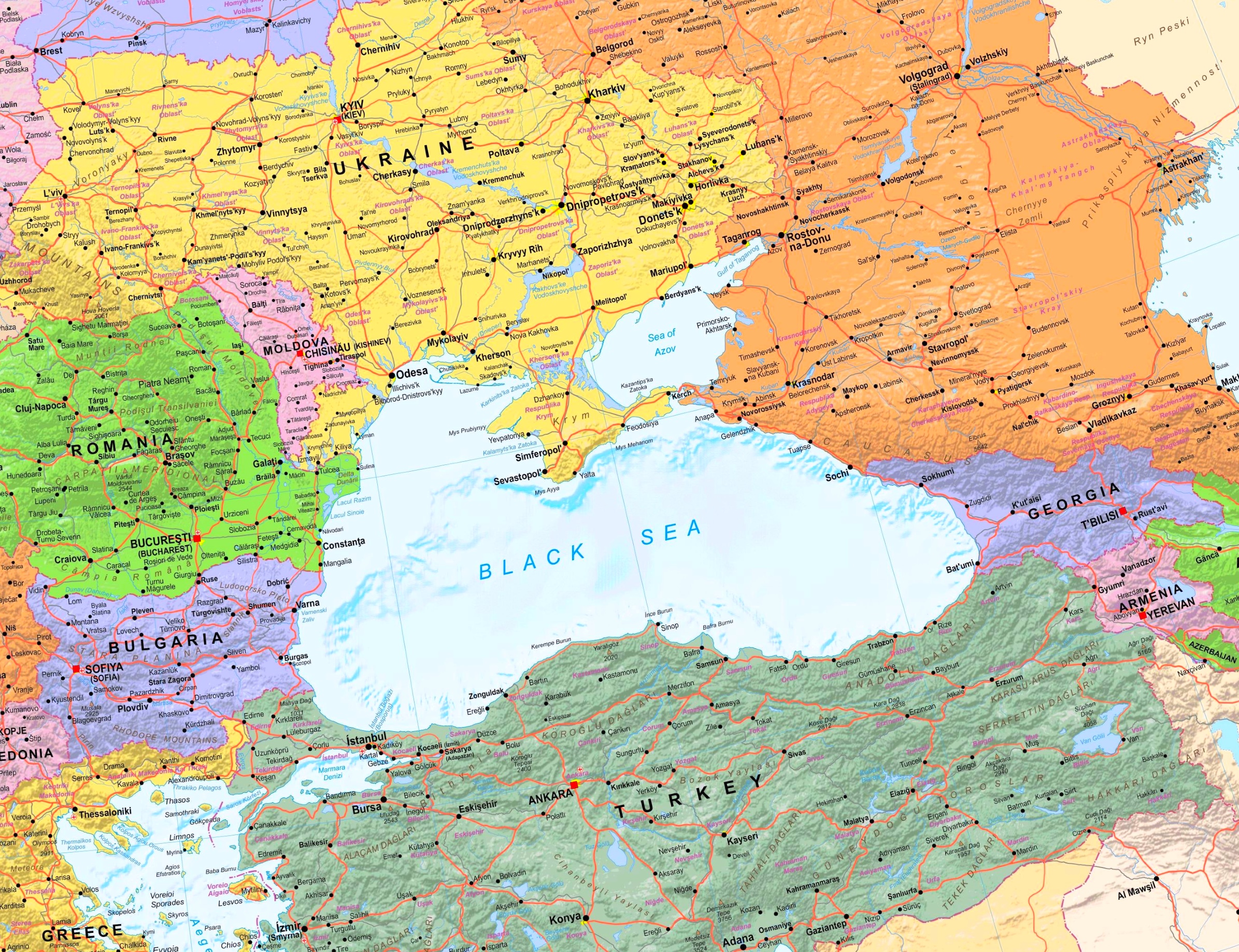 Map Of Black Sea And Countries Around It