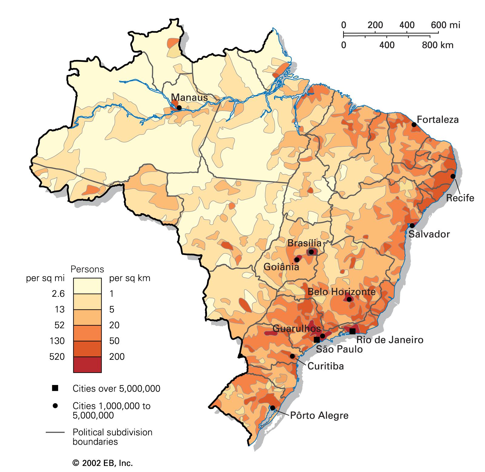 Map Of Brazil Population Density