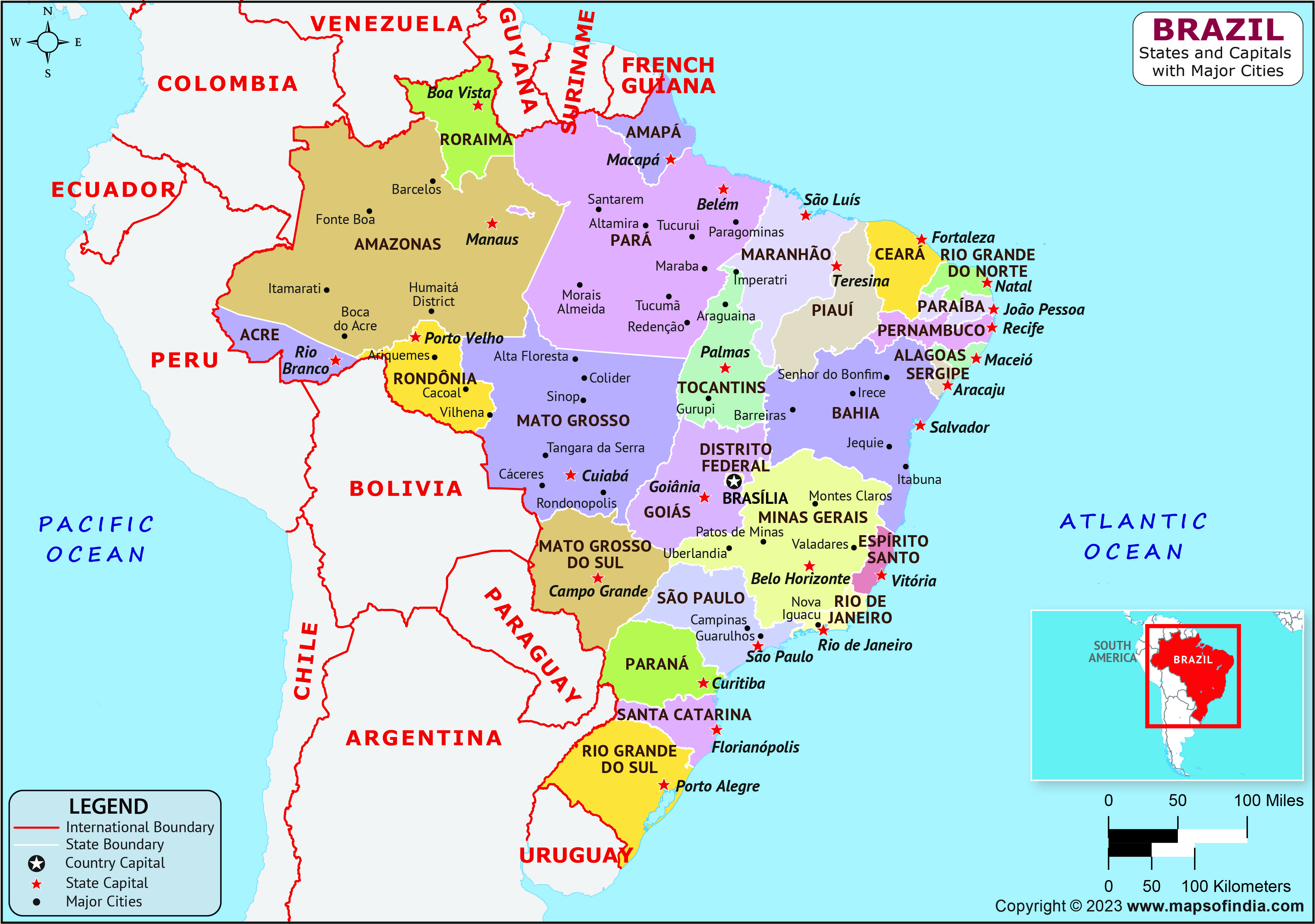 Map Of Brazil With State Names