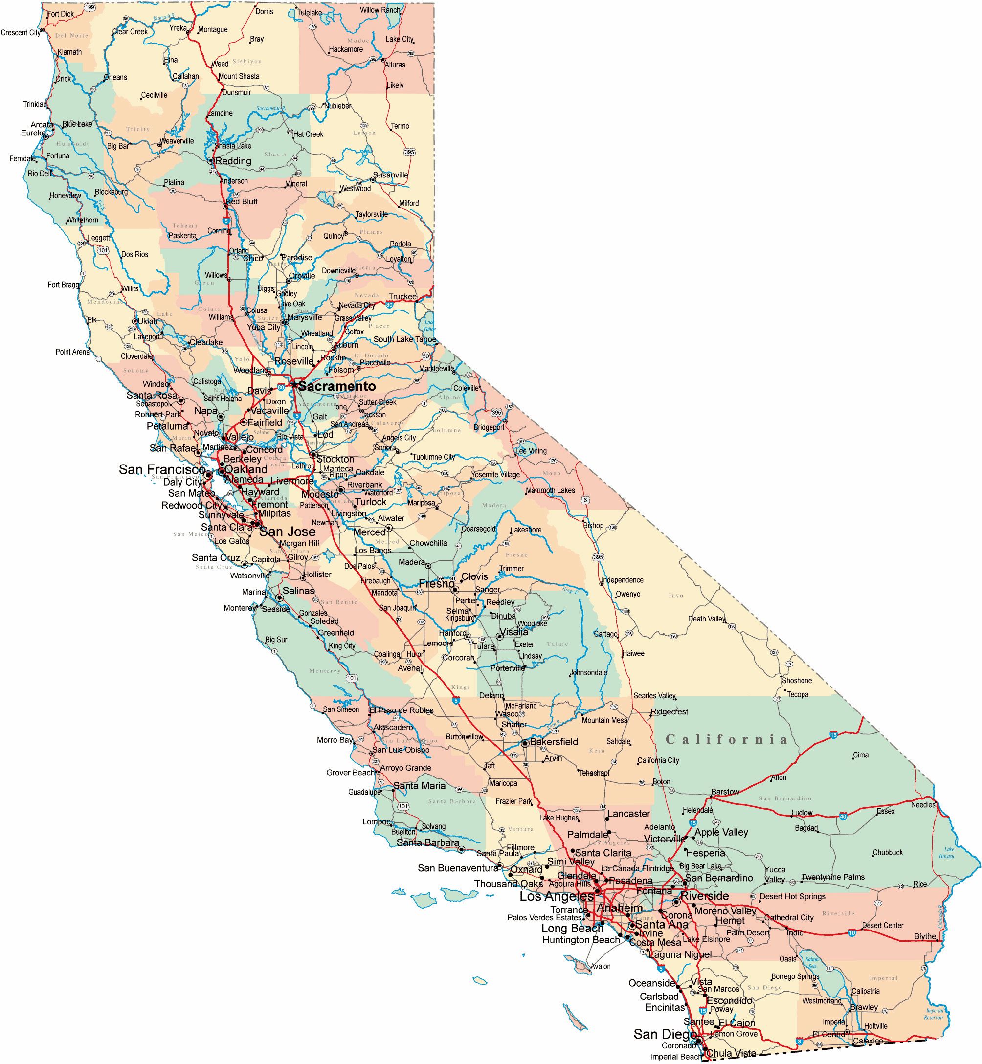 Map Of California Free