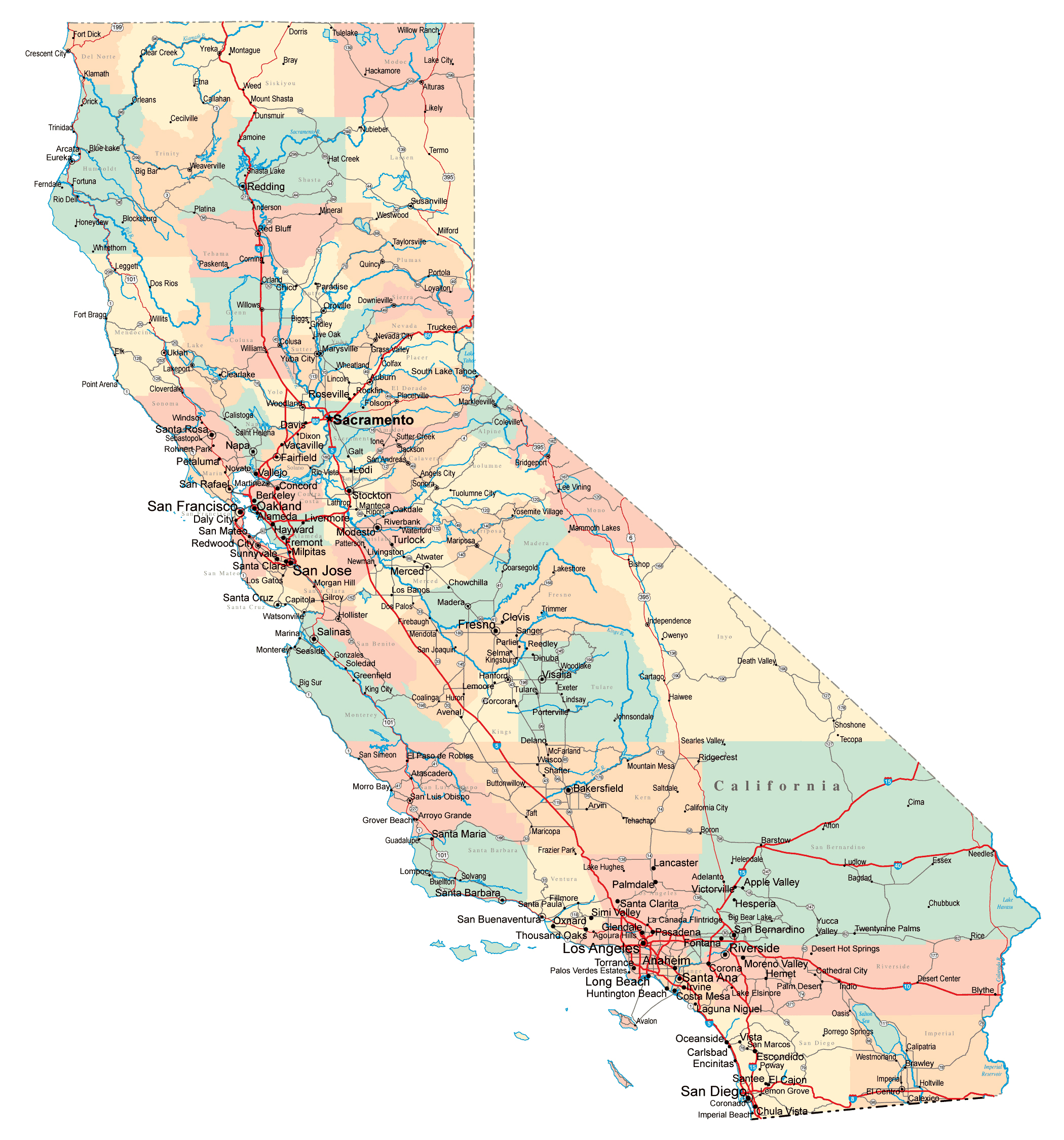 Map Of California Usa With Cities