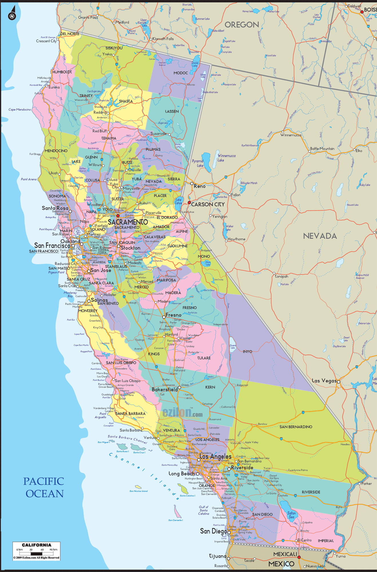 Map Of California With Cities And Counties