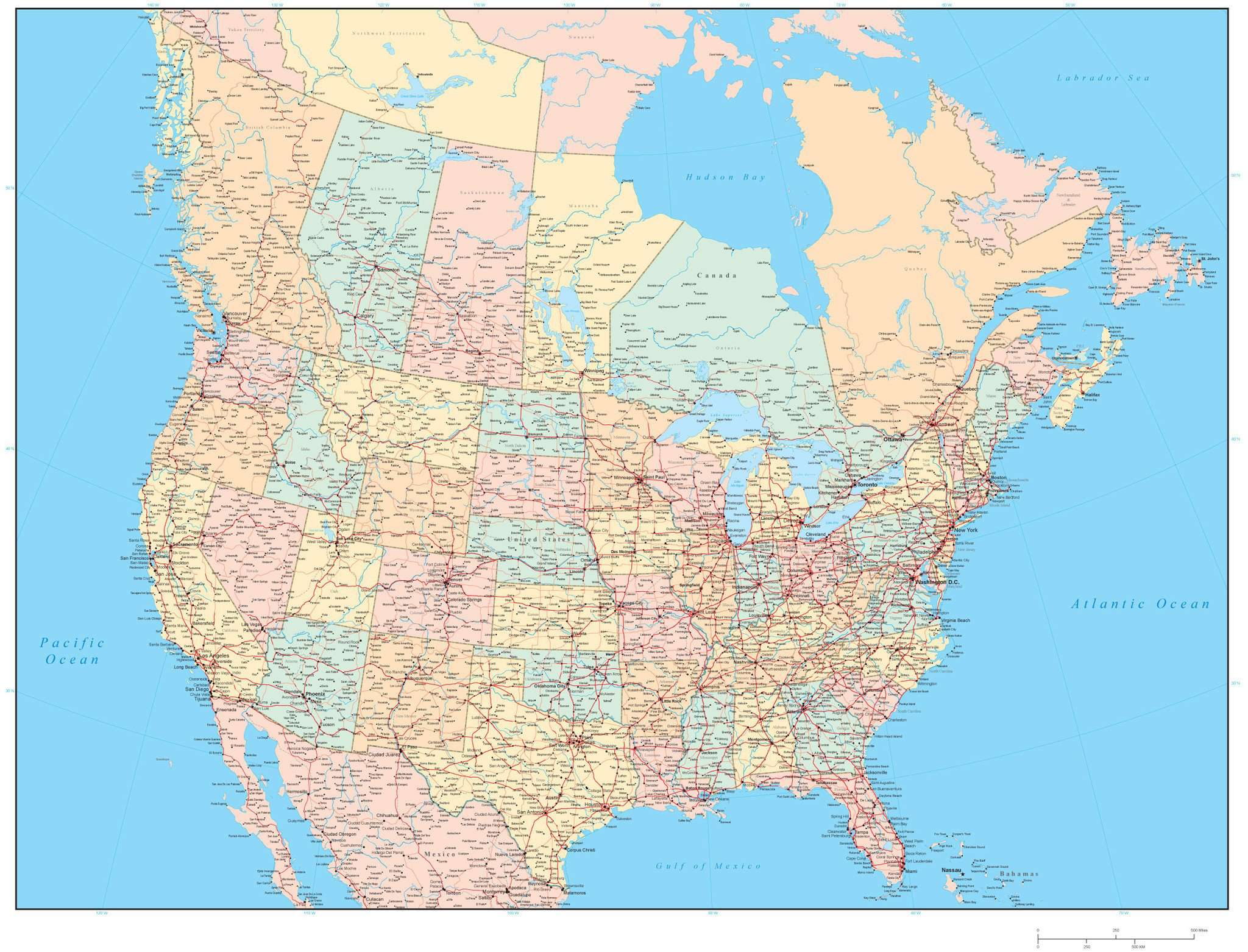 Map Of Canada And Us