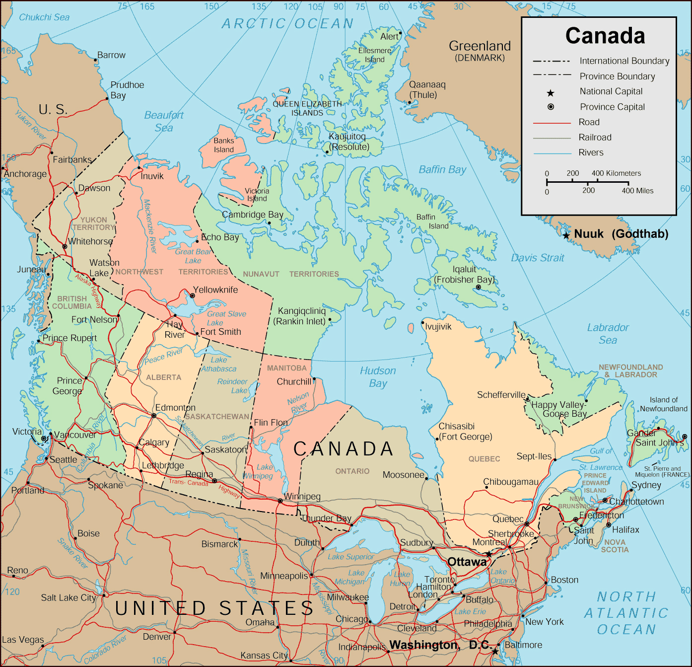 Map Of Canada Main Cities