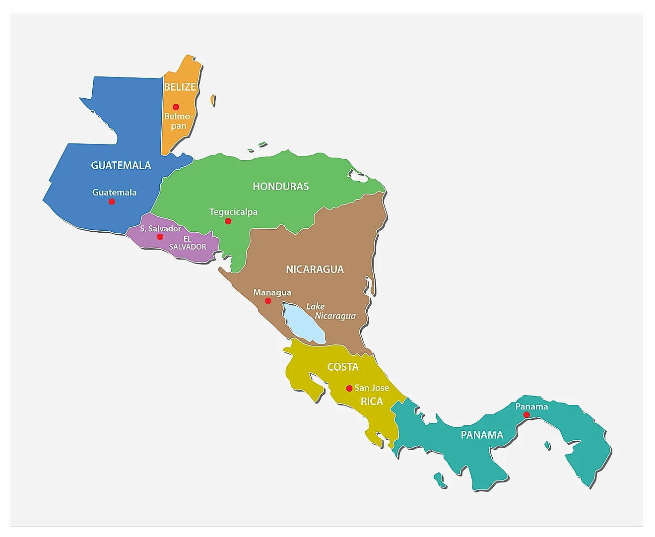 Map Of Central America With Labels