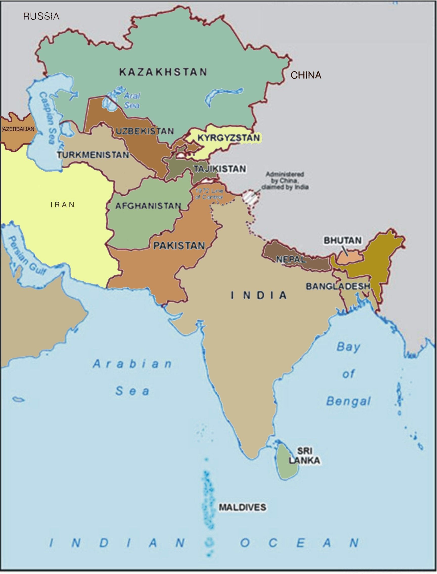 Map Of Central And Southern Asia