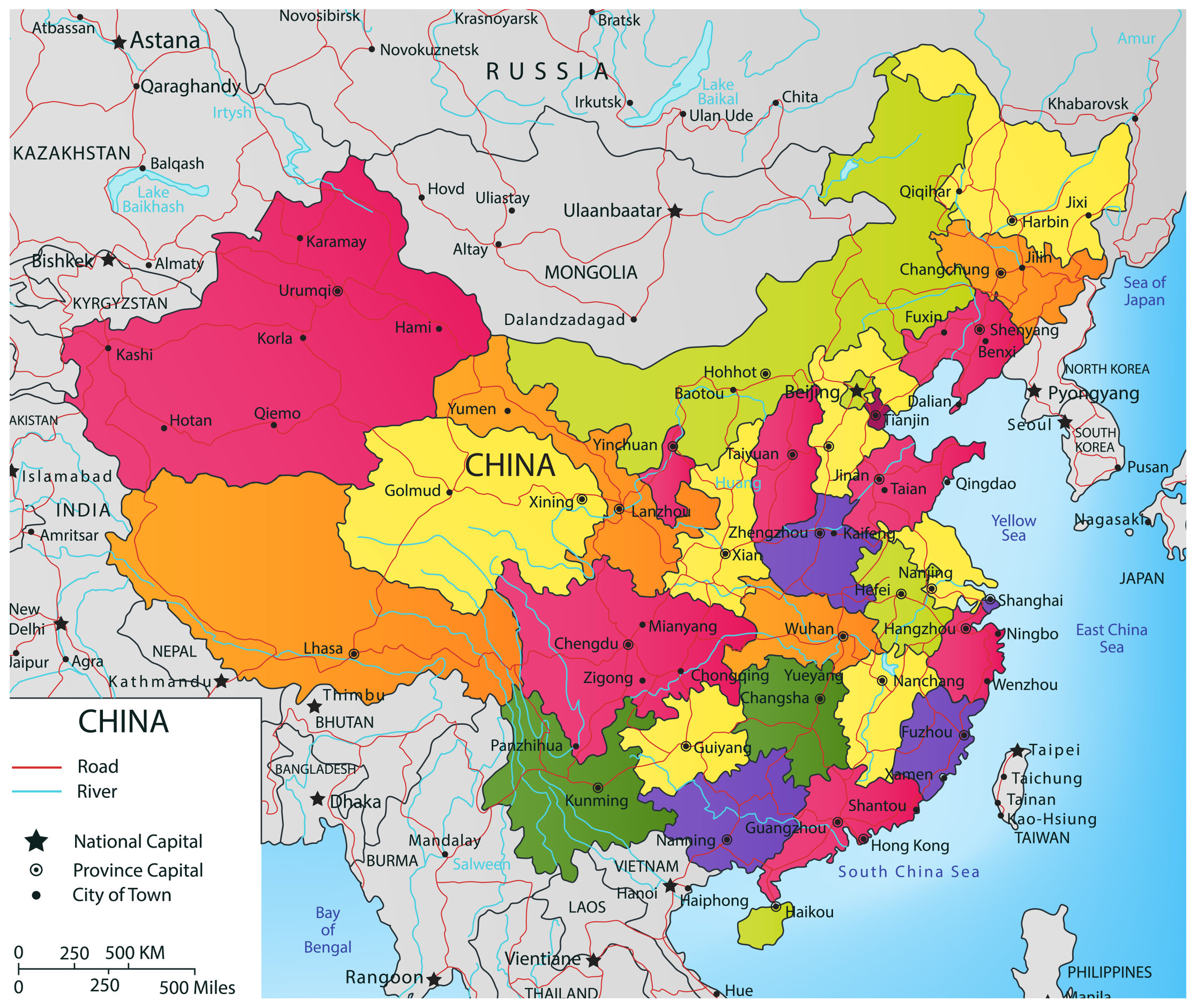 Map Of China Neighbouring Countries