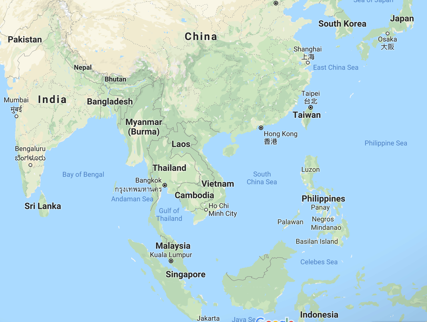 Map Of China Philippines And Taiwan