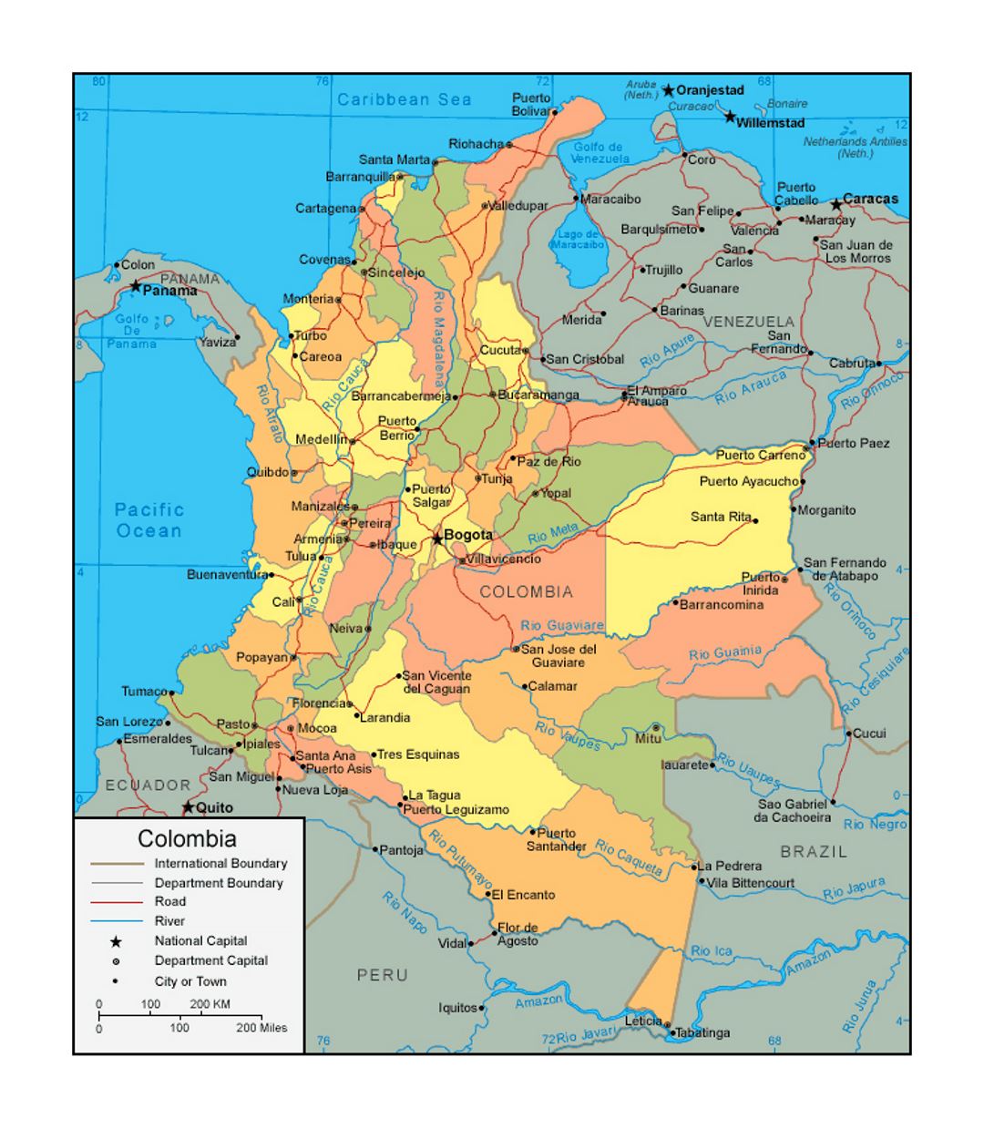 Map Of Colombia Major Cities
