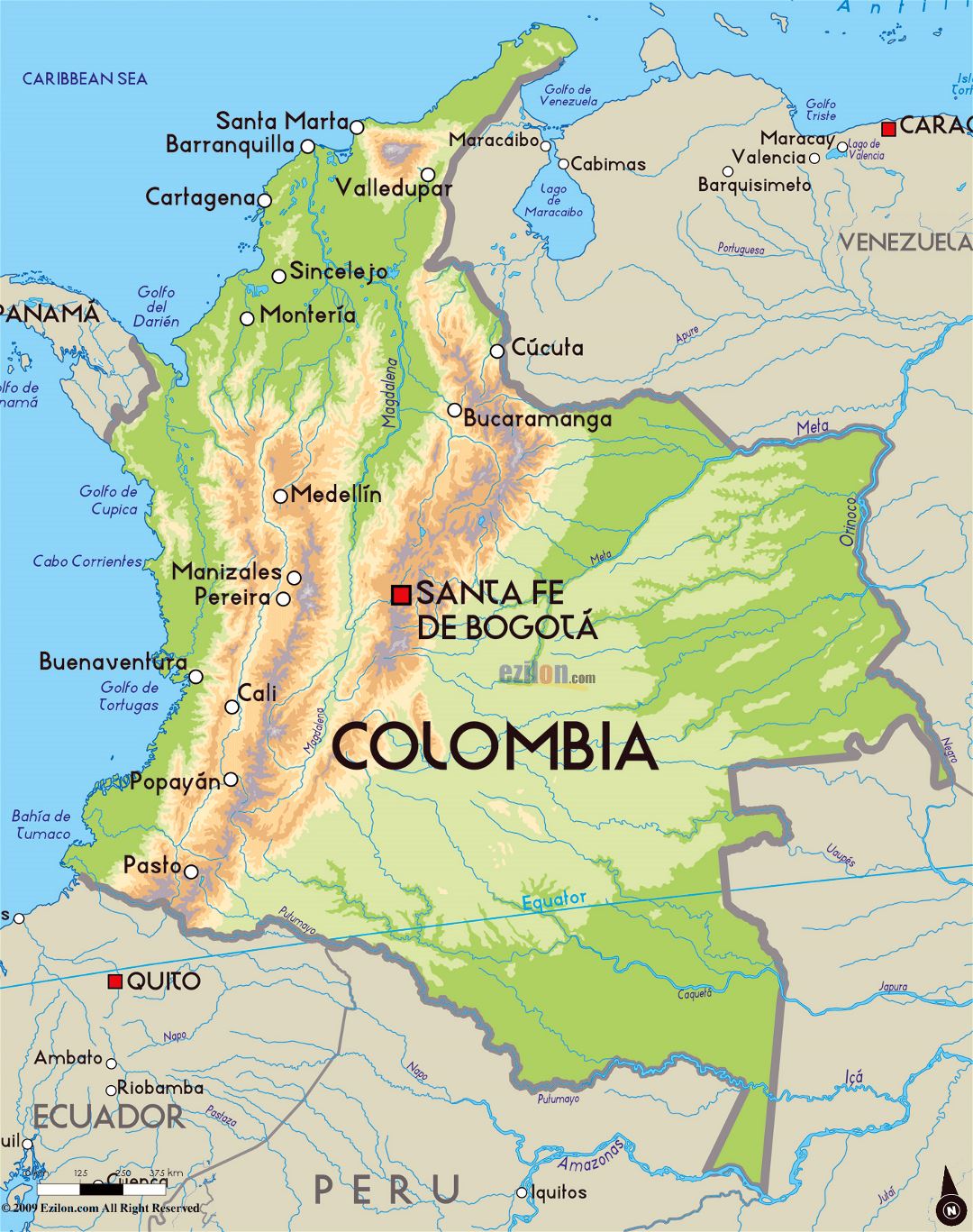 Map Of Colombia Sa