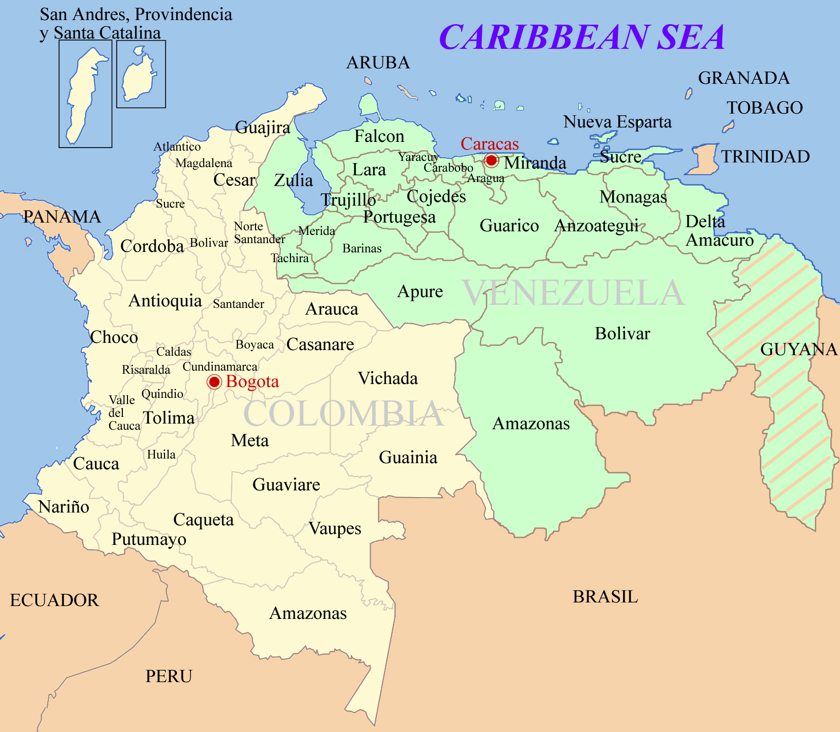 Map Of Colombia Venezuela