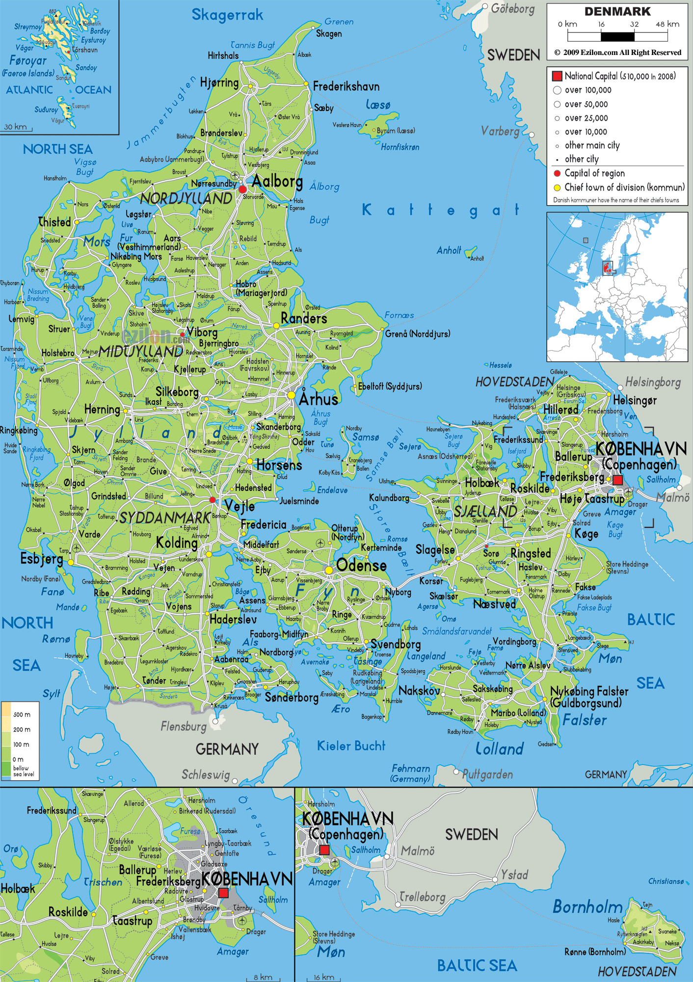 Map Of Denmark In English