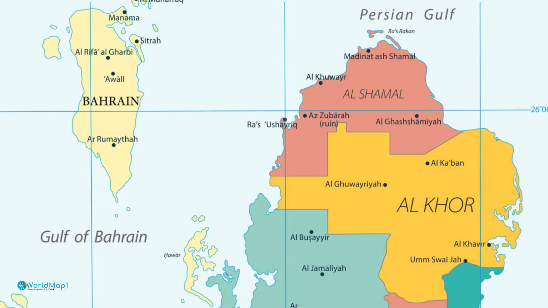 Map Of Doha And Bahrain