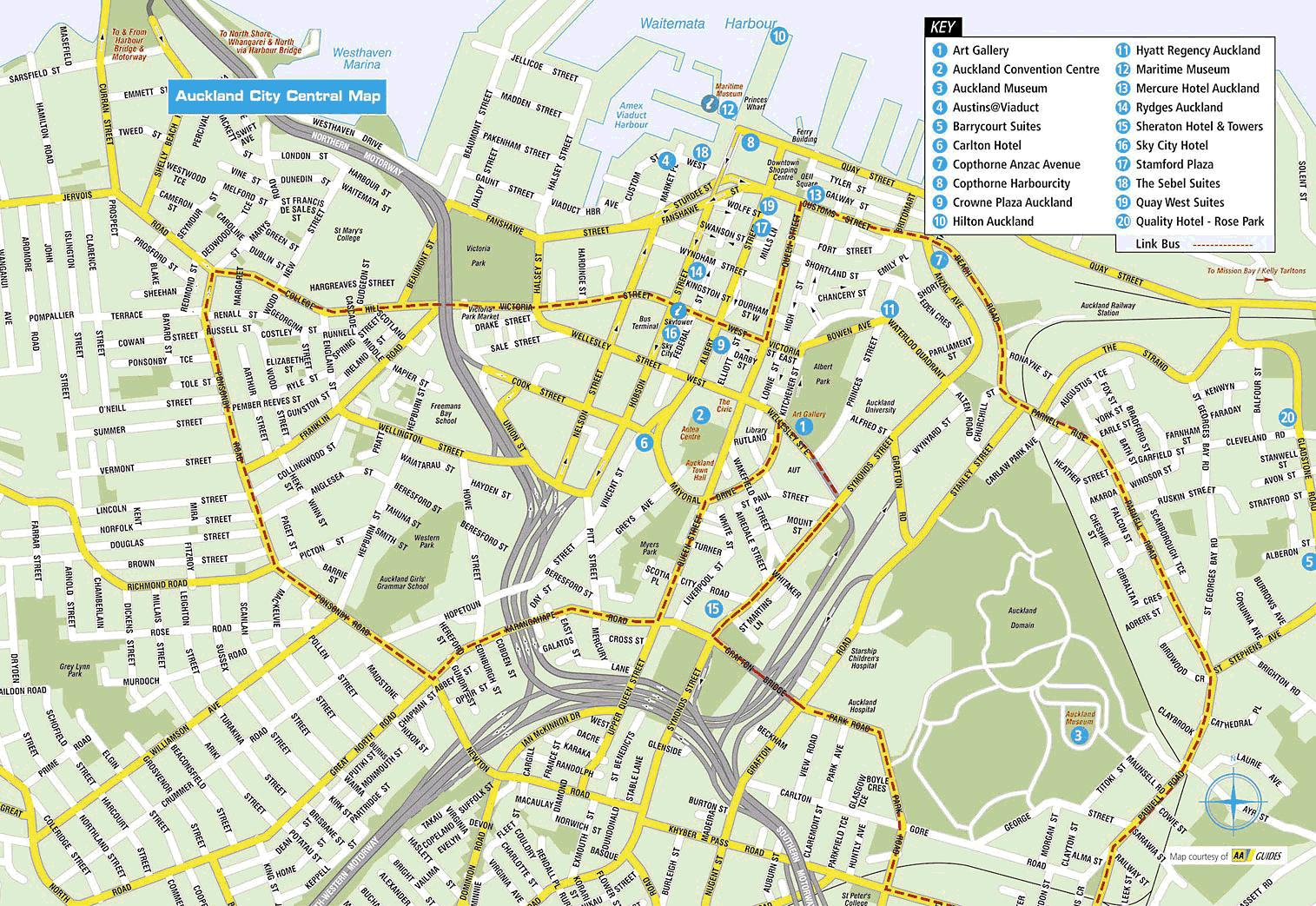 Map Of Downtown Auckland New Zealand