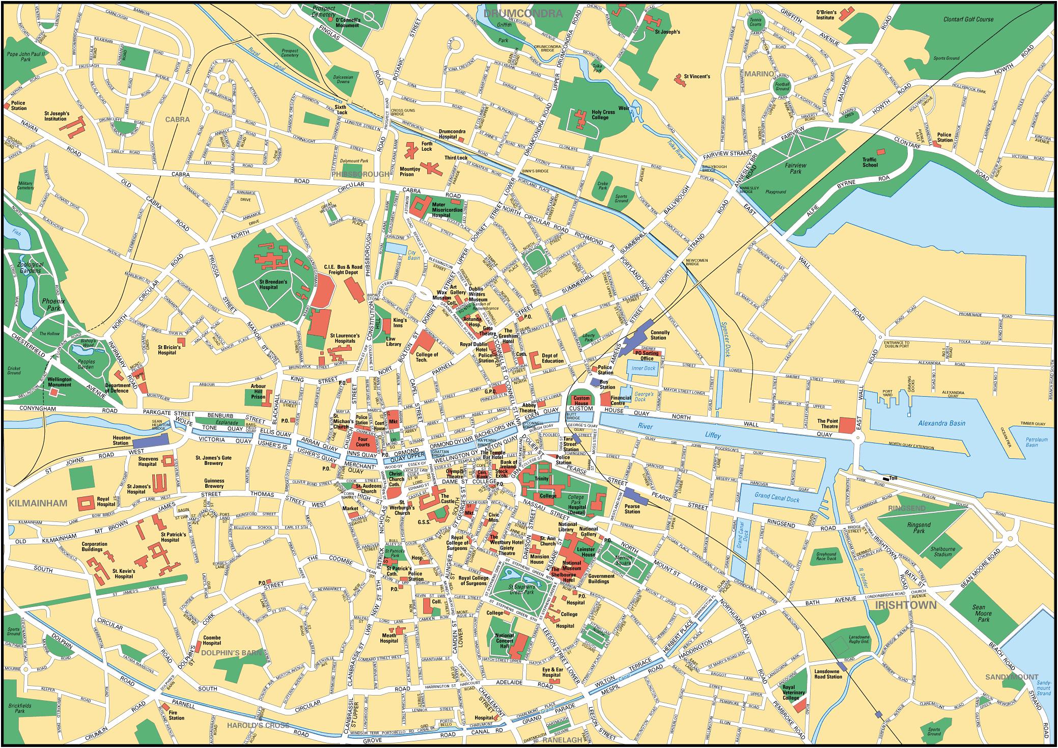 Map Of Downtown Dublin Ireland