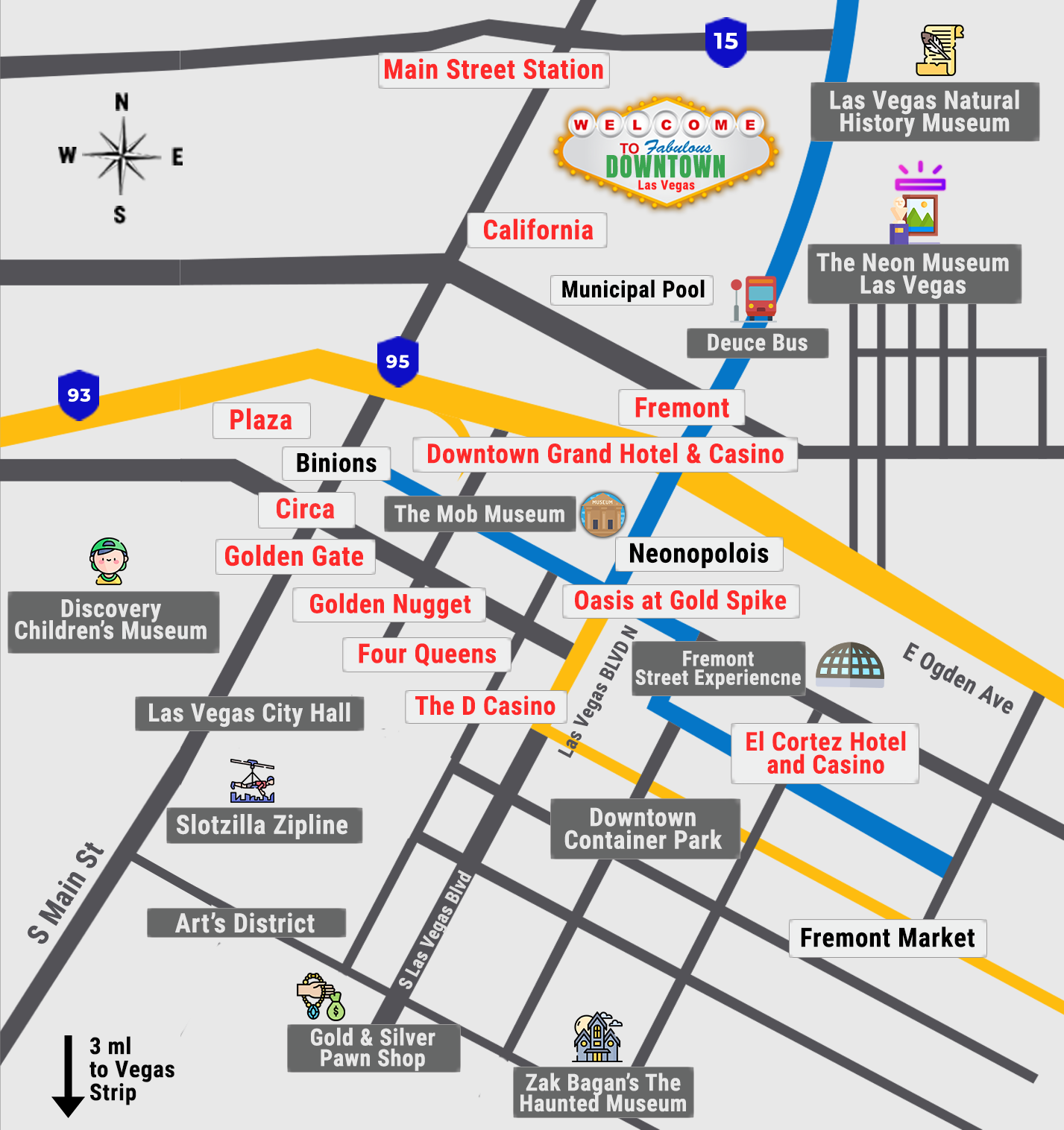 Map Of Downtown Las Vegas Hotels