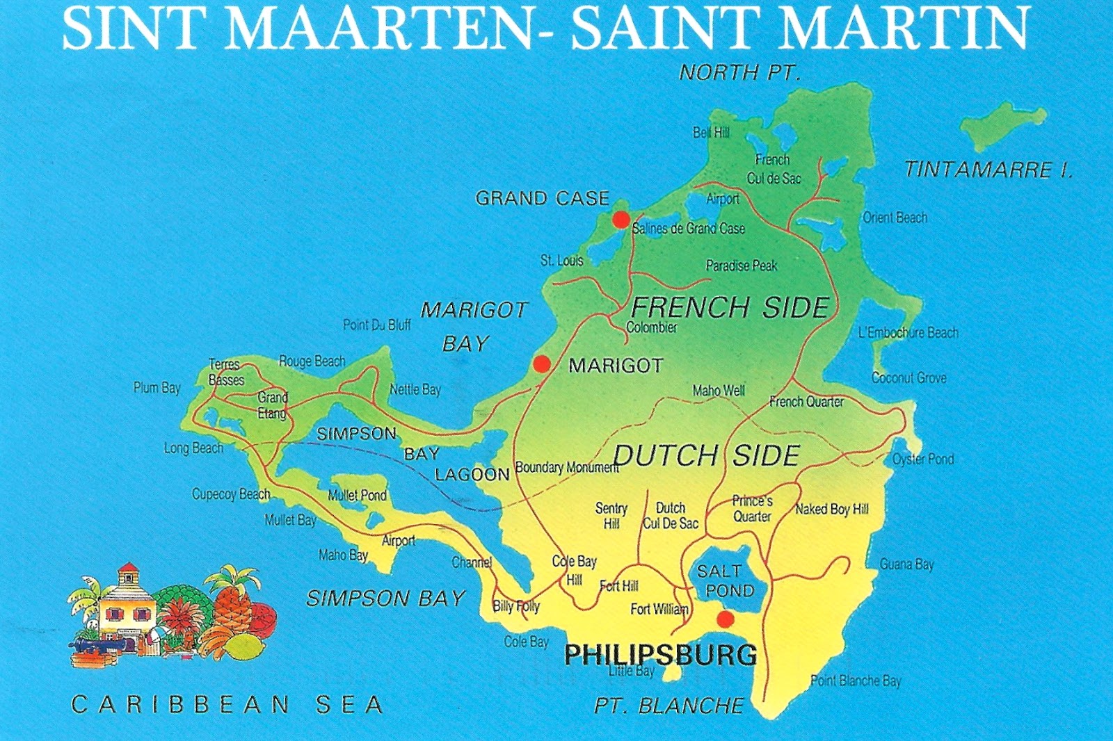 Map Of Dutch Side Of St Maarten