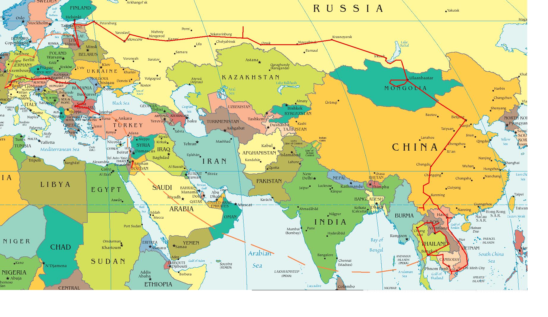 Map Of Europe Middle East And Central Asia