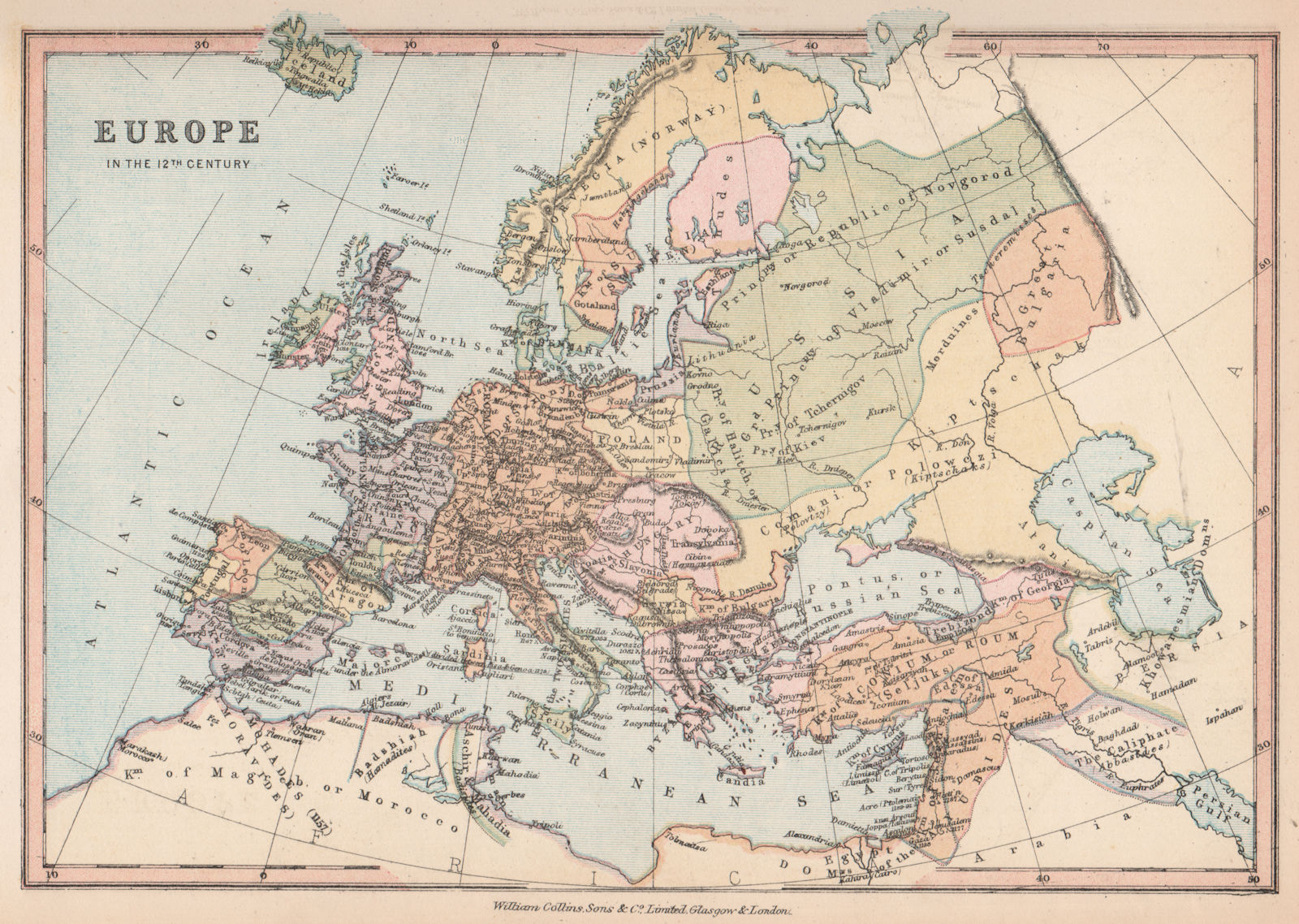 Map Of Europe Xii Century