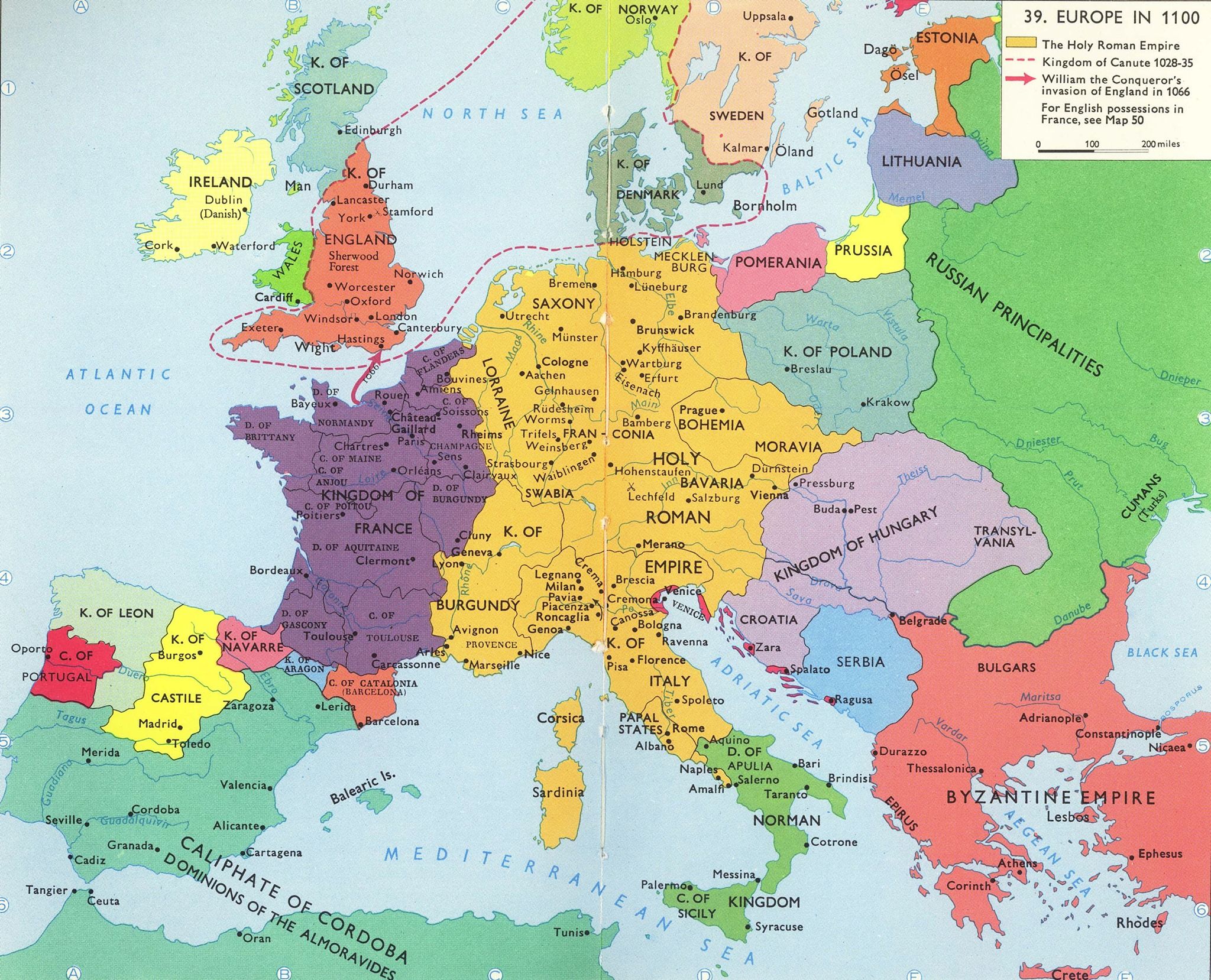 Map Of Europe Year 1100