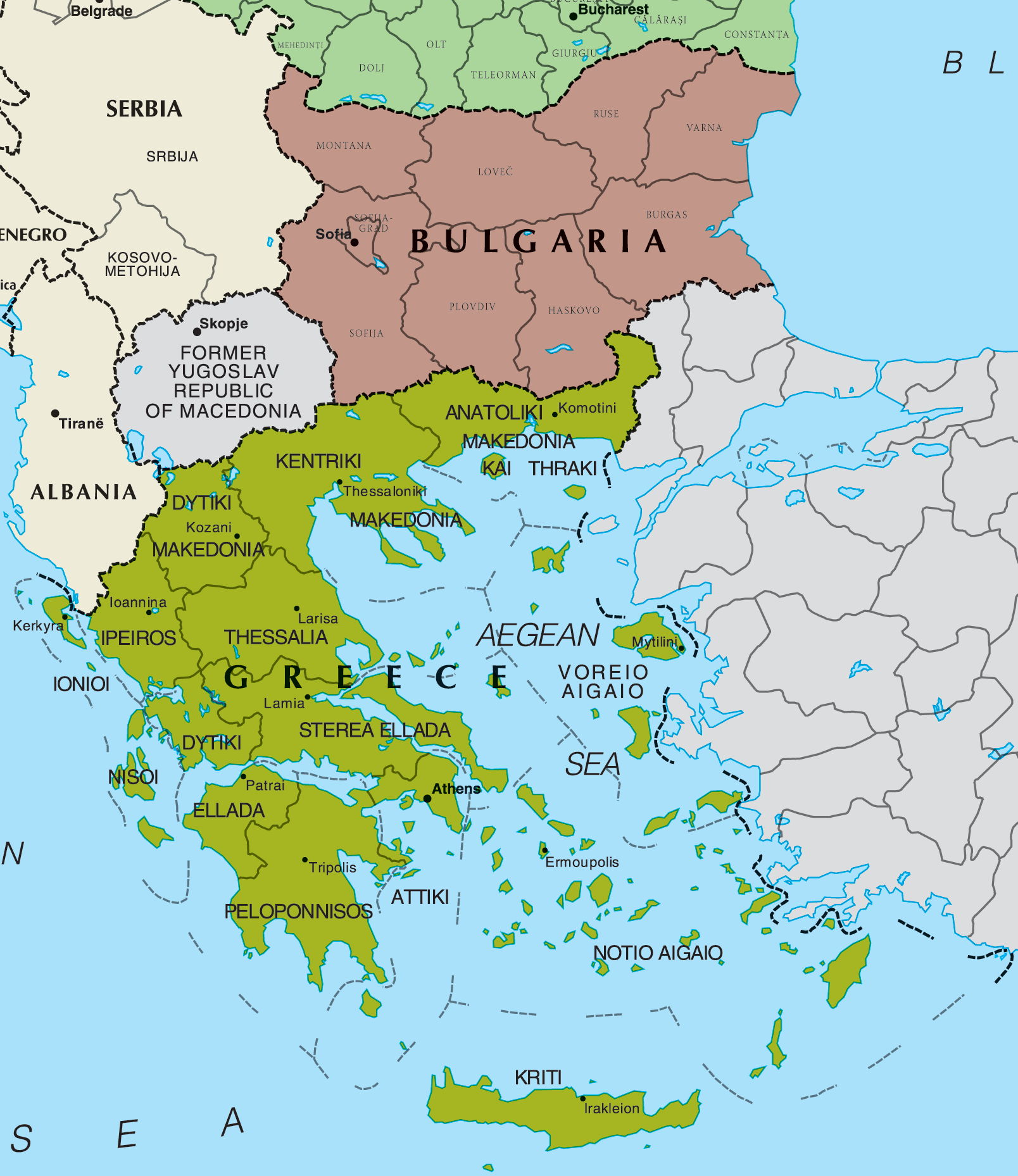 Map Of Greece Bulgaria And Romania