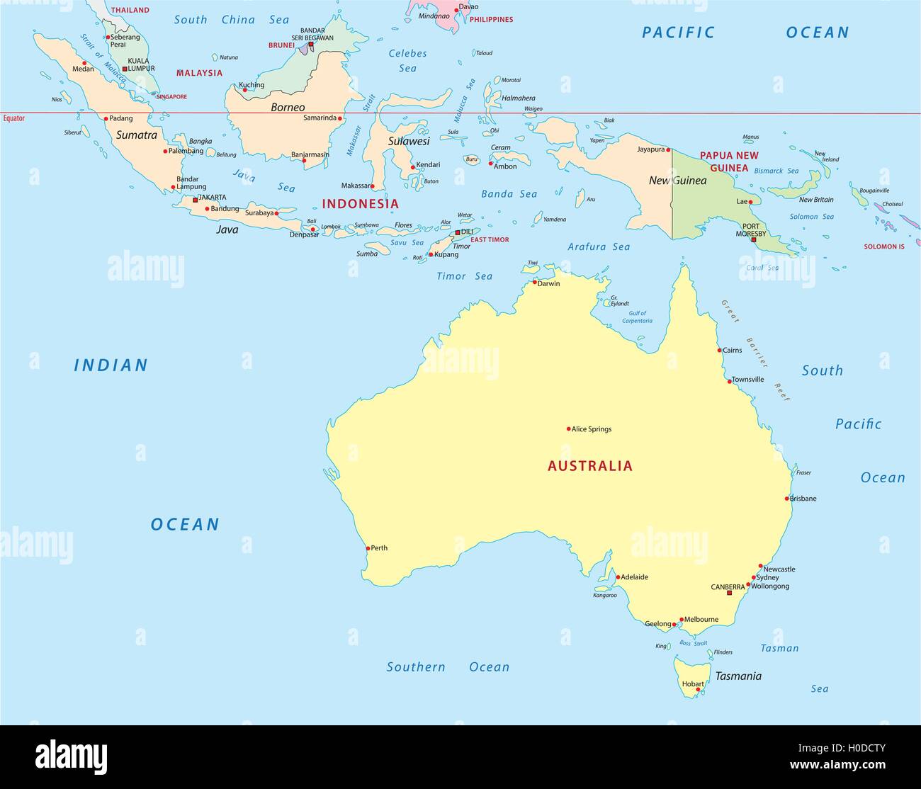 Map Of Indonesia And New Zealand