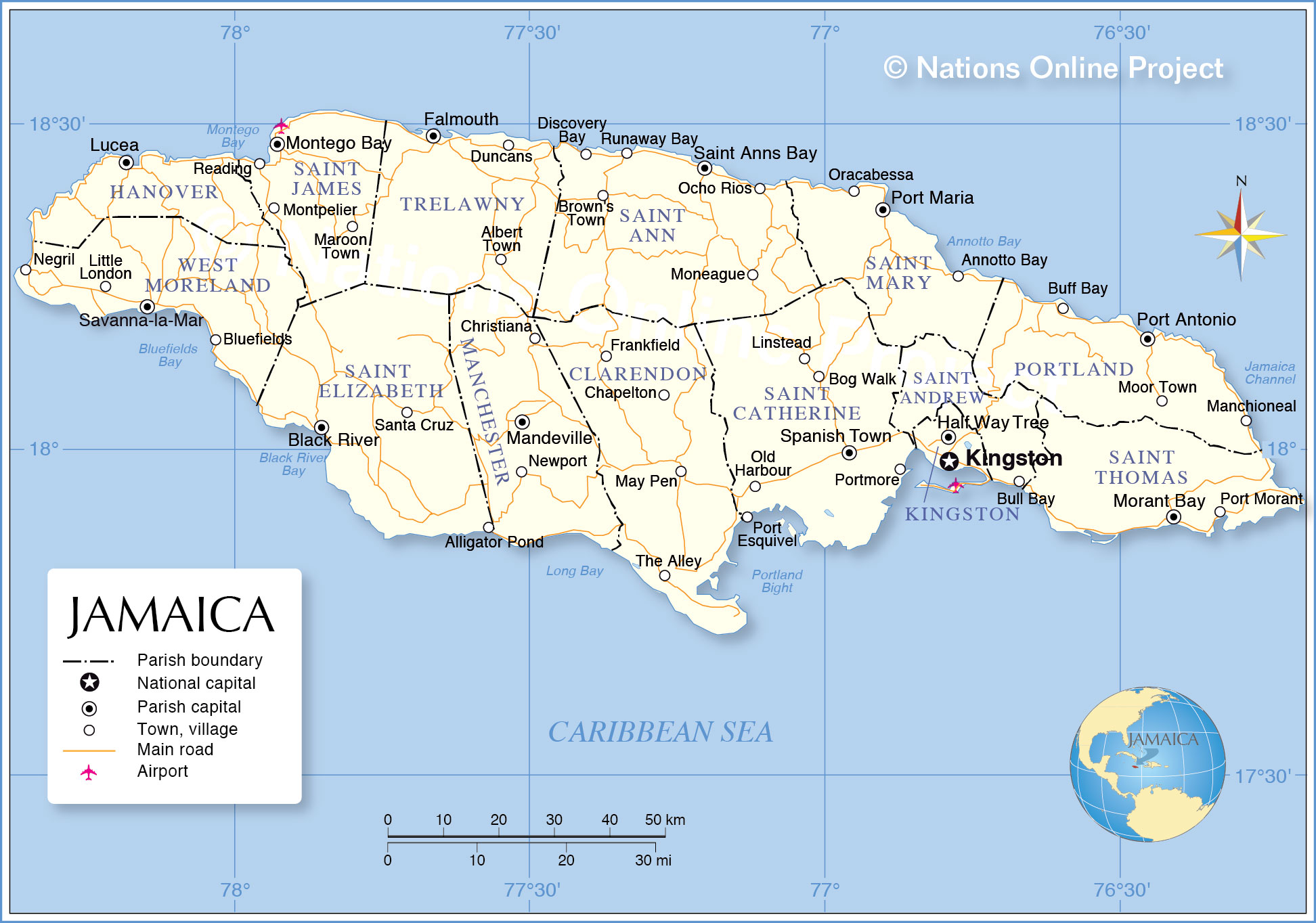 Map Of Jamaica And Colombia