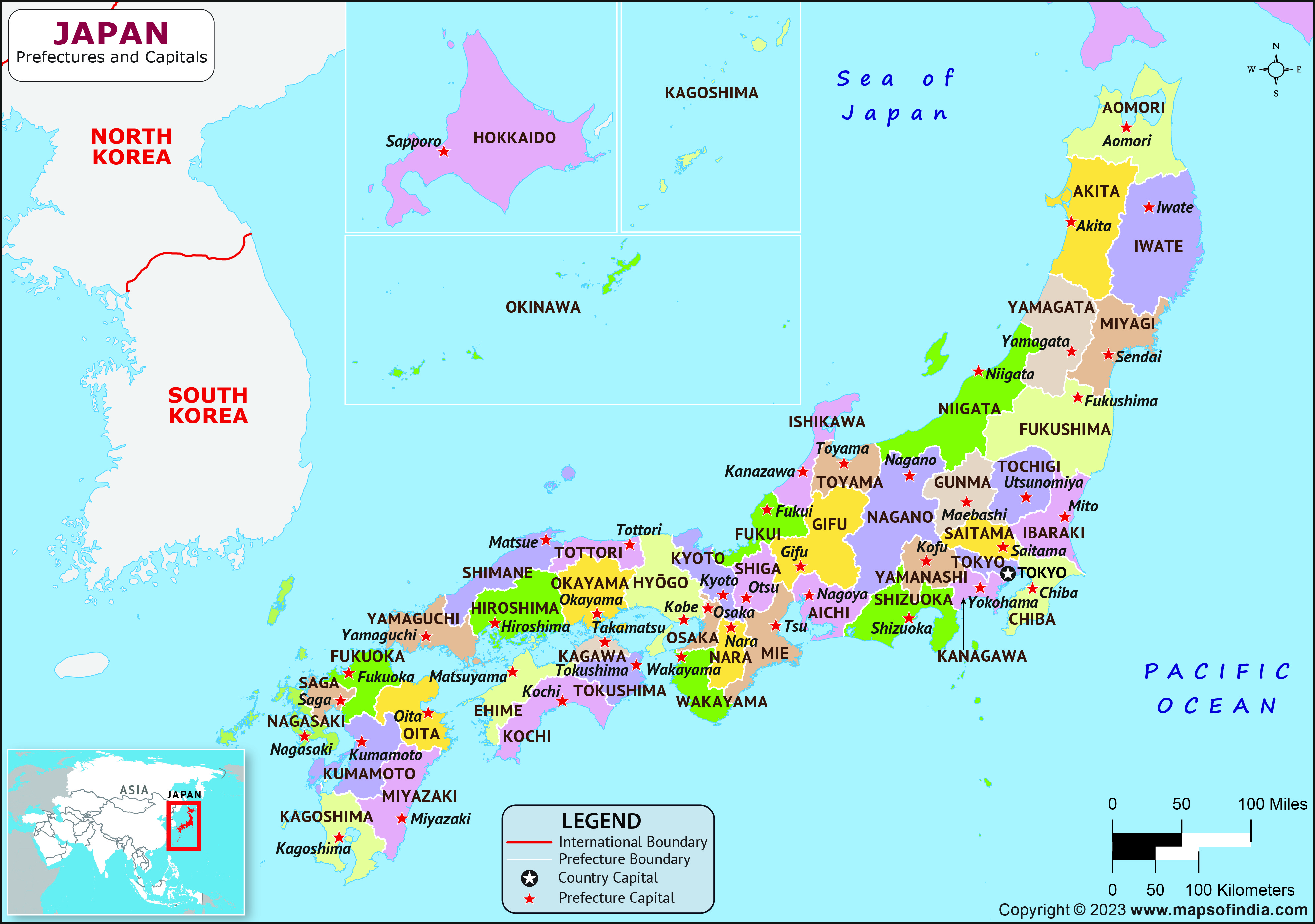 Map Of Japan Cities And Prefectures