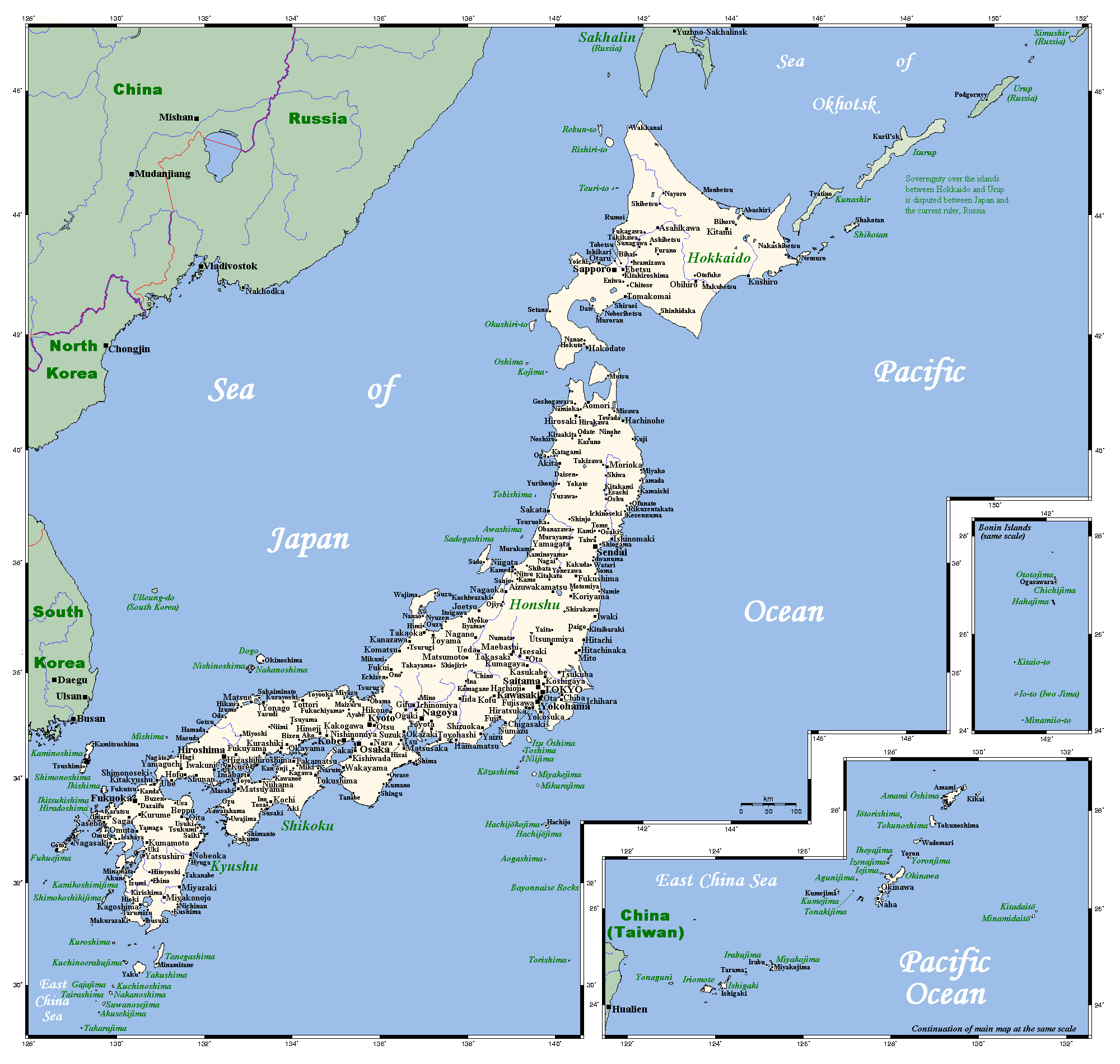 Map Of Japan Cities And Towns