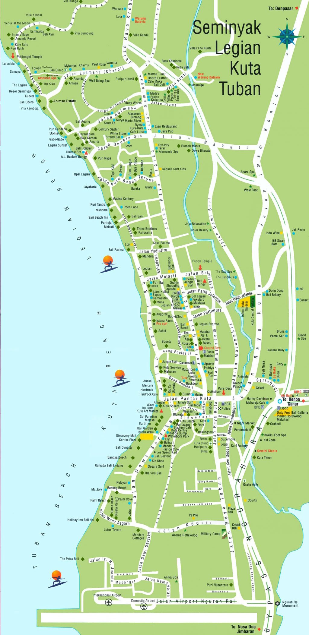Map Of Kuta Beach Bali