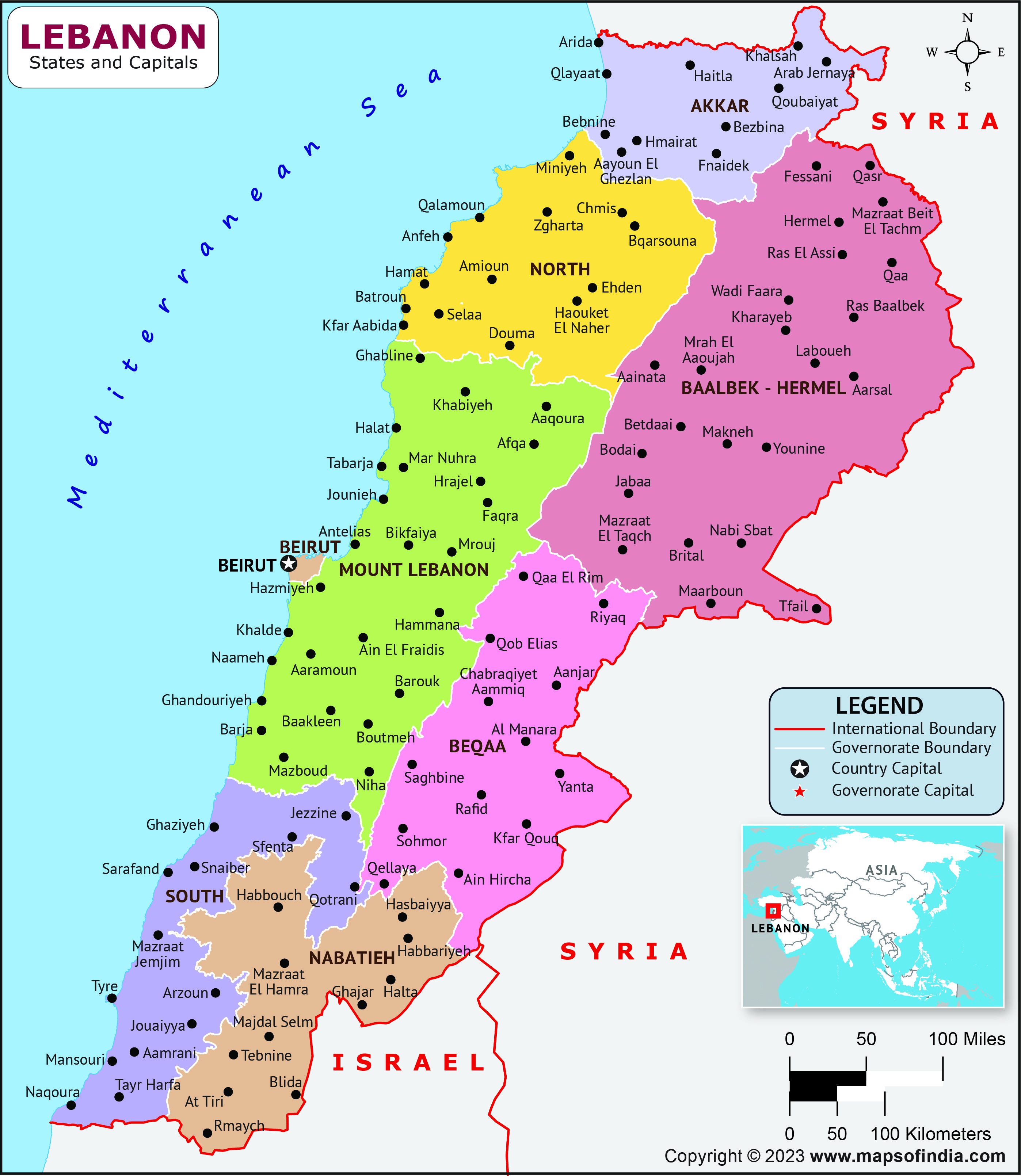 Map Of Lebanon
