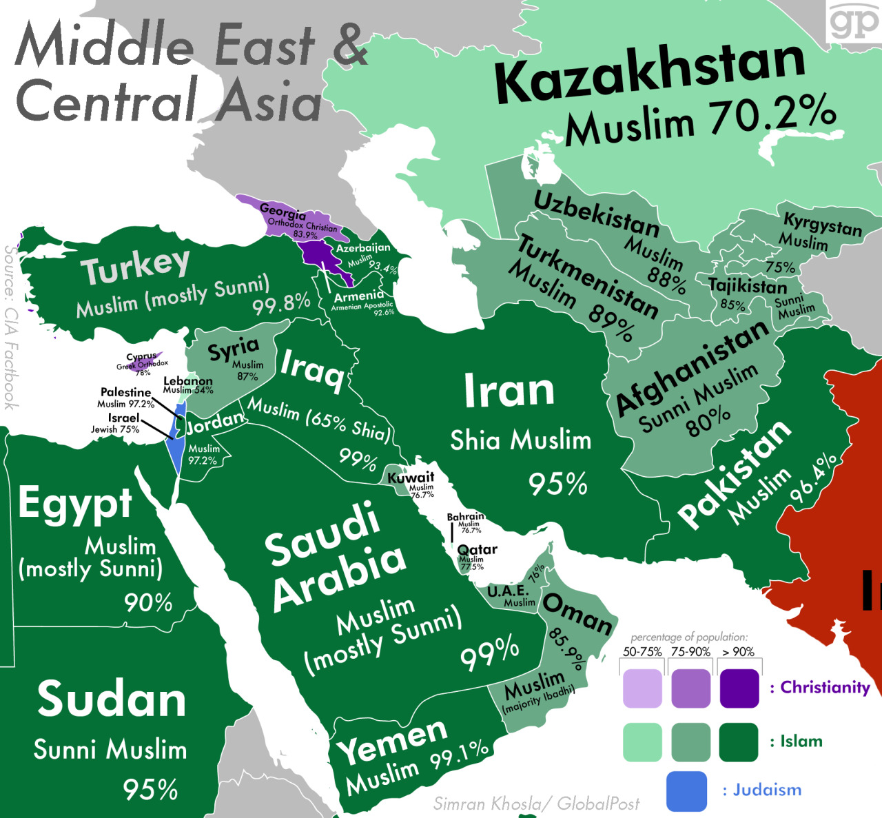 Map Of Middle East By Religion