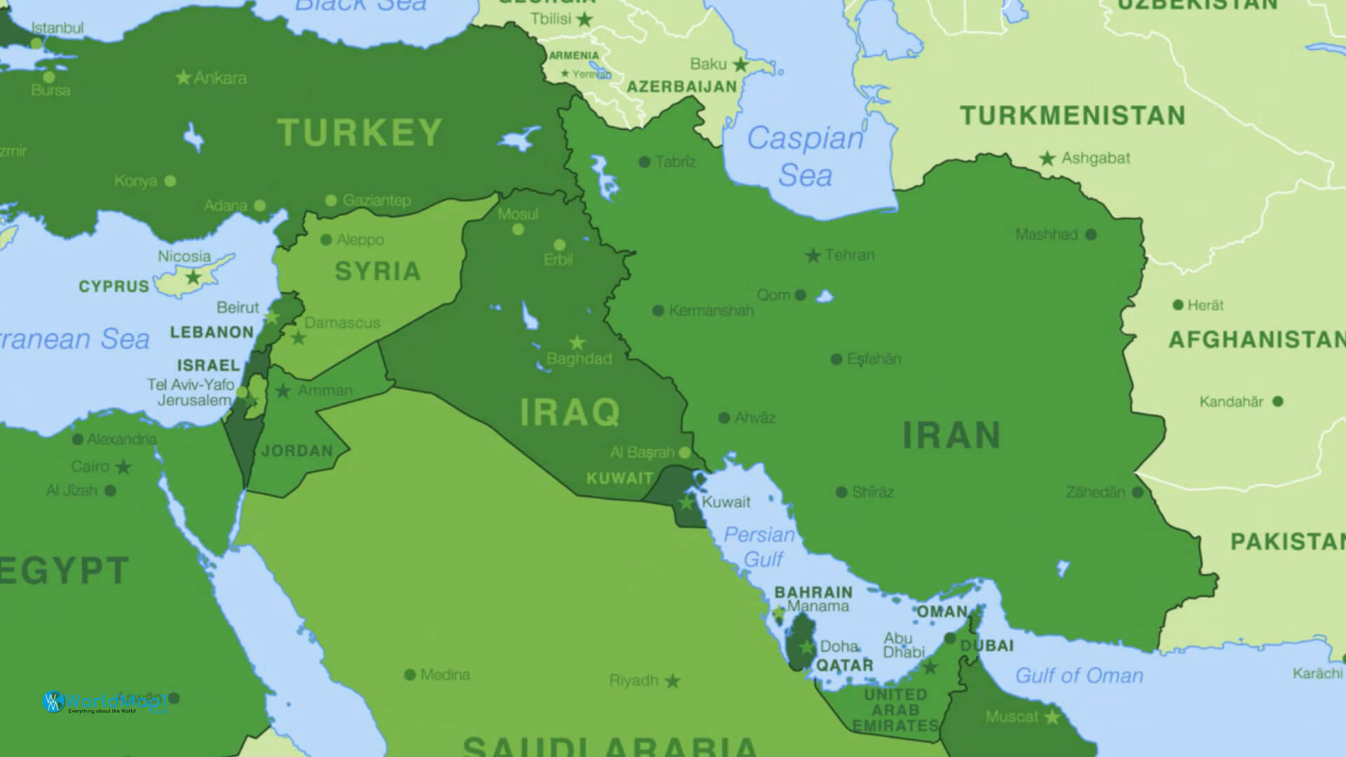 Map Of Middle East Countries Showing Qatar