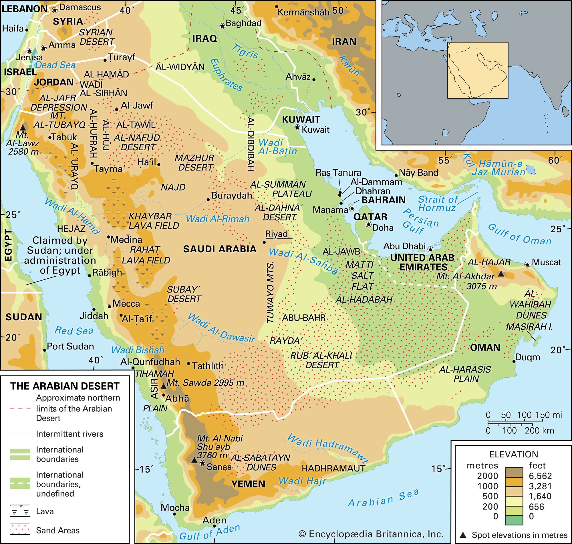 Map Of Middle East Deserts