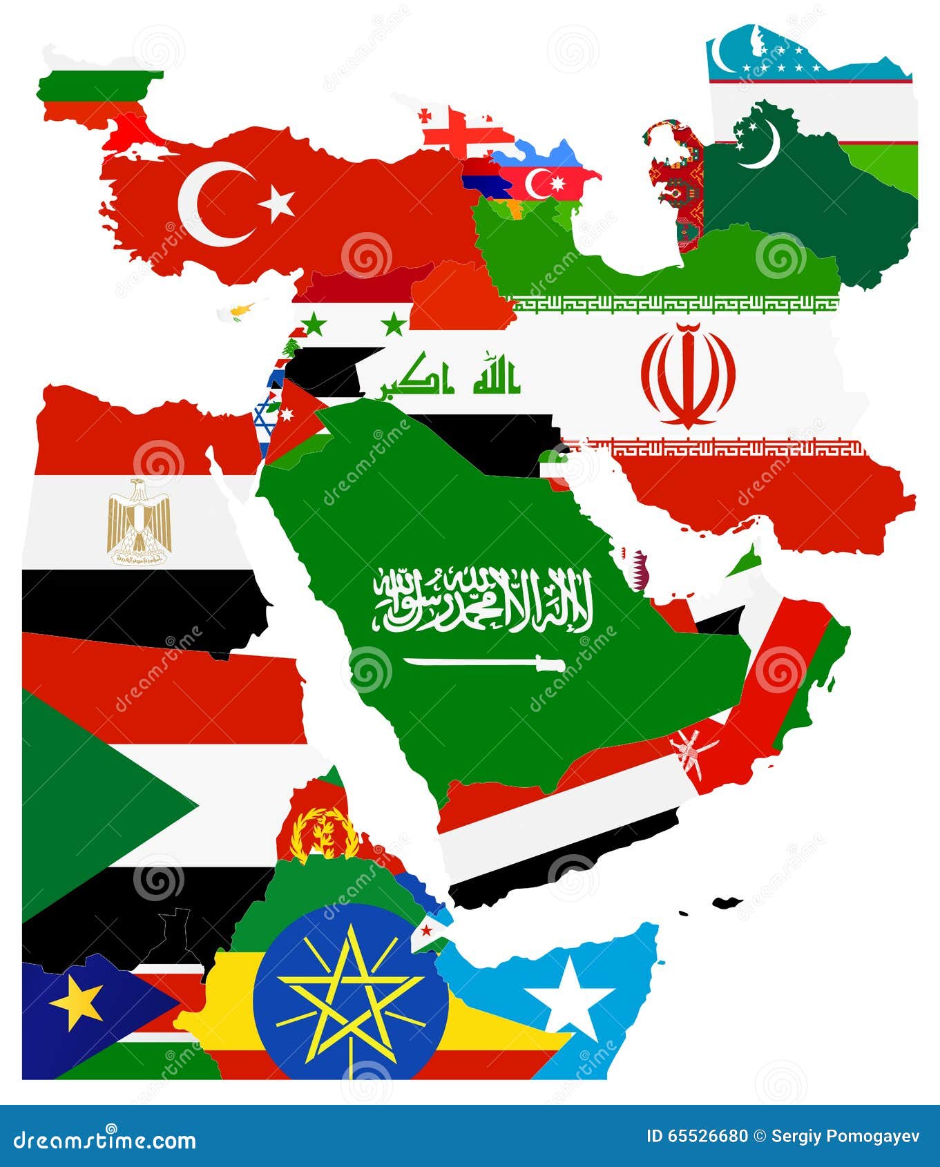 Map Of Middle East Flags