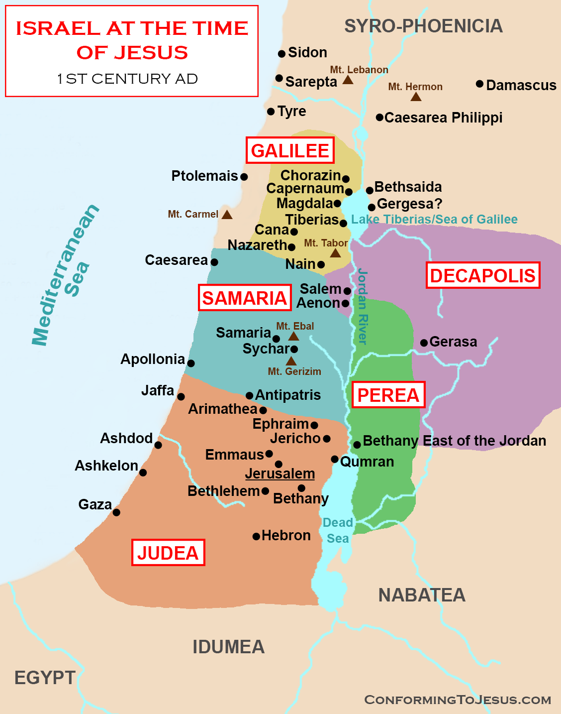 Map Of Middle East In Jesus Time