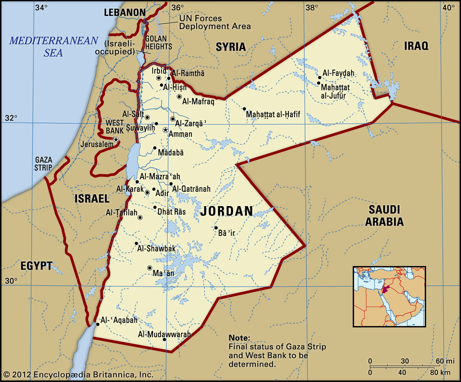 Map Of Middle East Showing Jordan