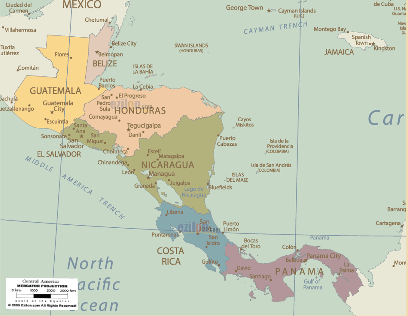 Map Of Modern Day Central America