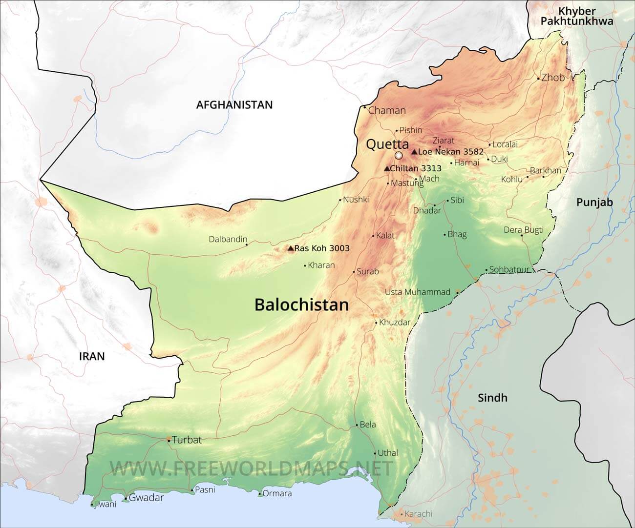 Map Of Pakistan Balochistan Afghanistan