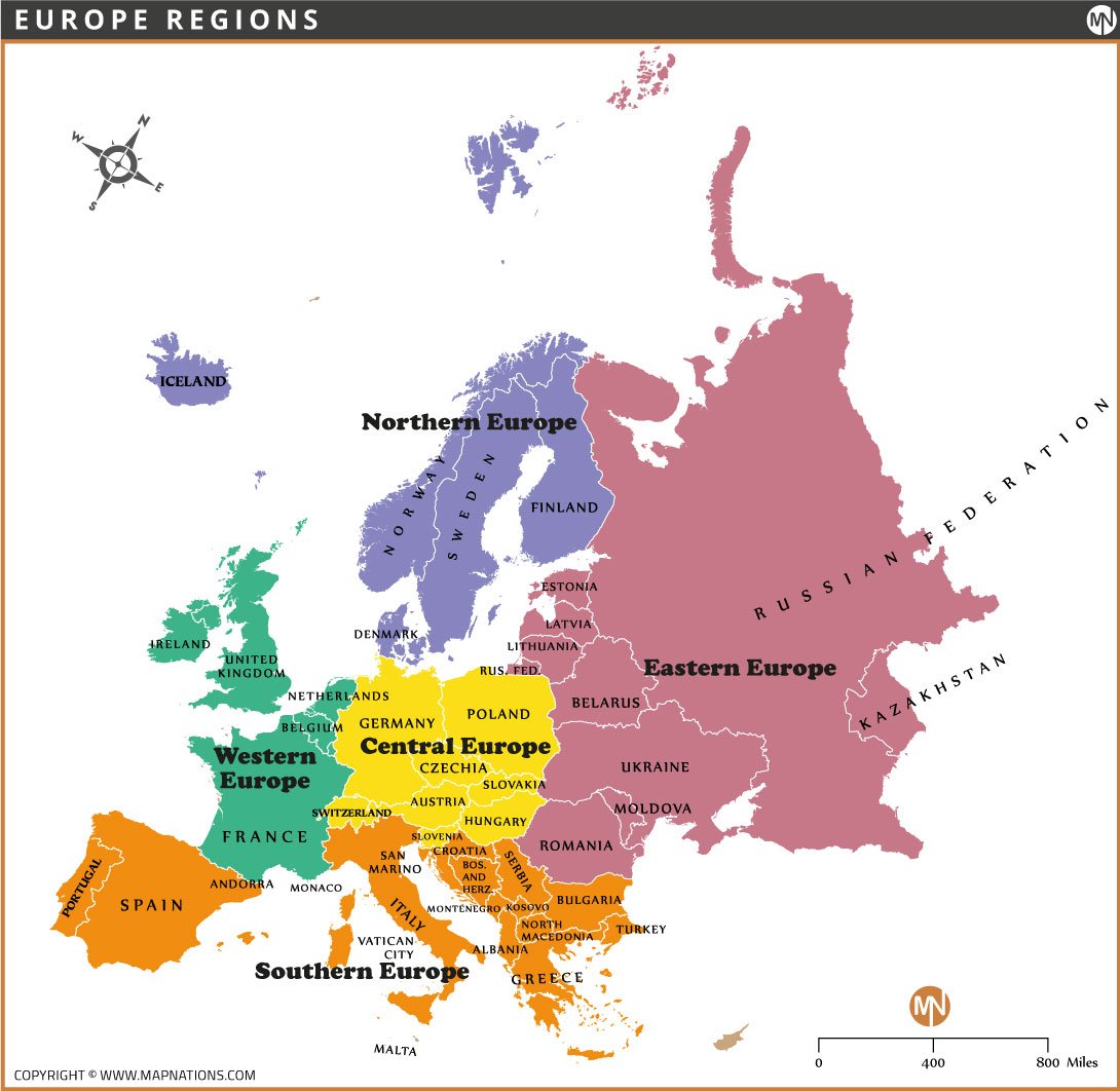Map Of Regions Of Europe