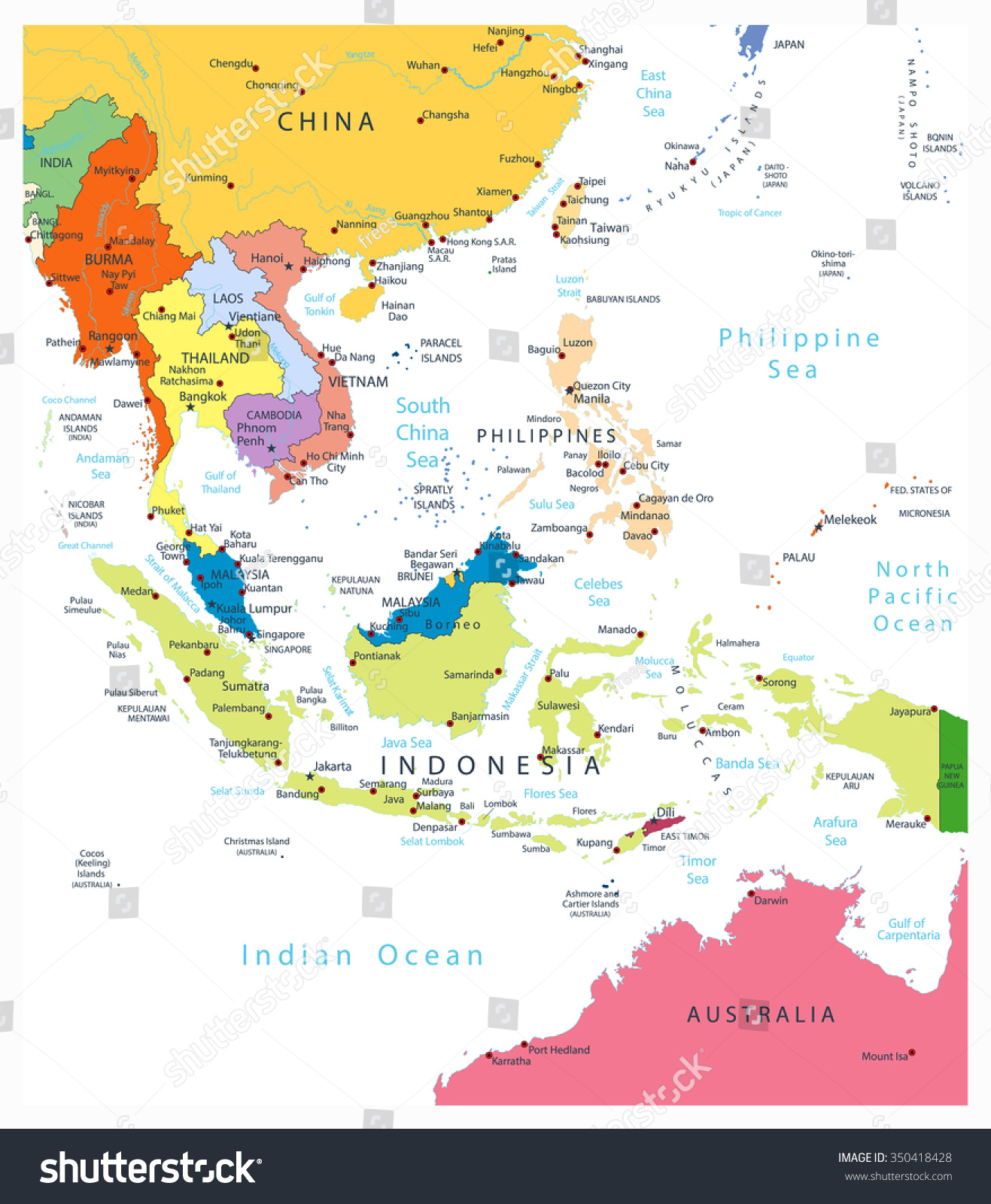 Map Of Southeast Asia With Countries Labeled