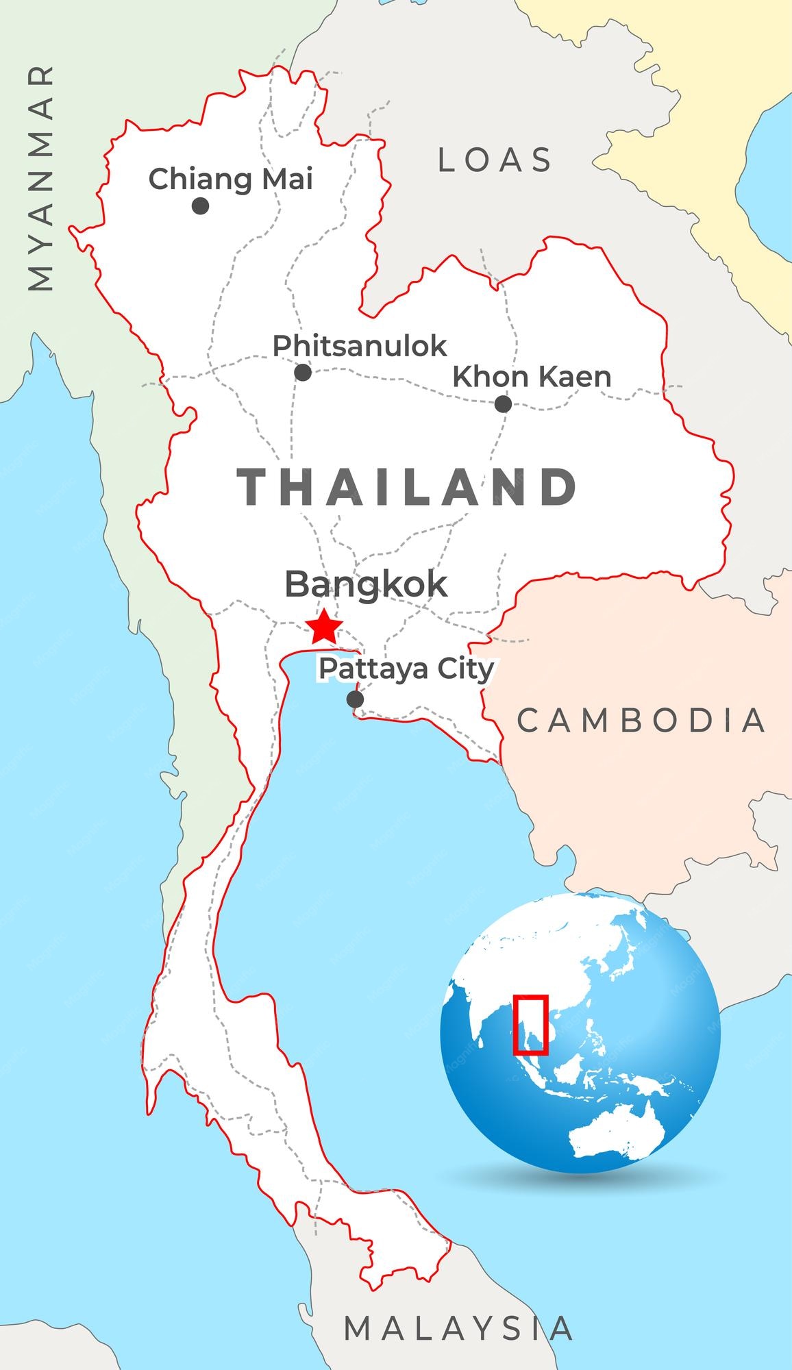 Map Of Thailand With Bangkok